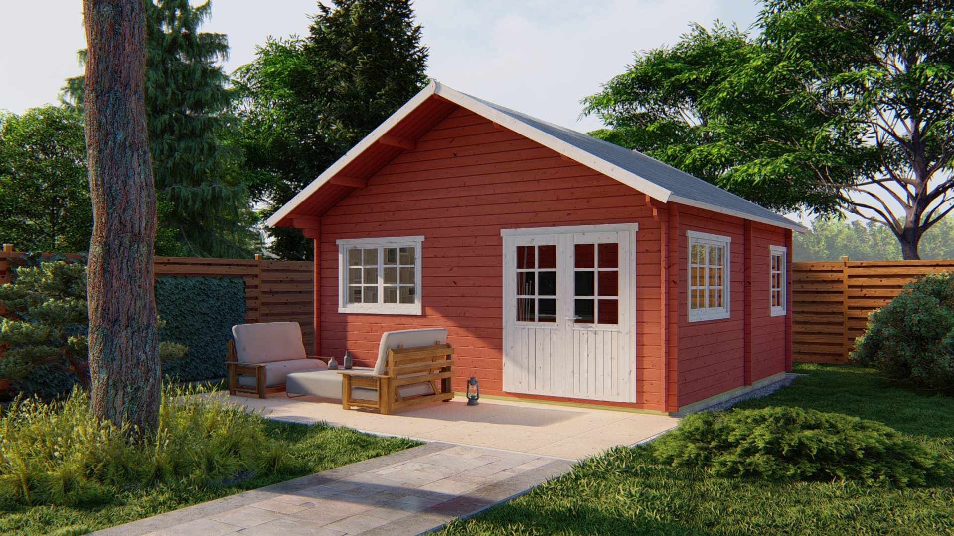 Blokhut - Tuinhuis Big Llanes | 44 mm | grijs geïmpregneerd
