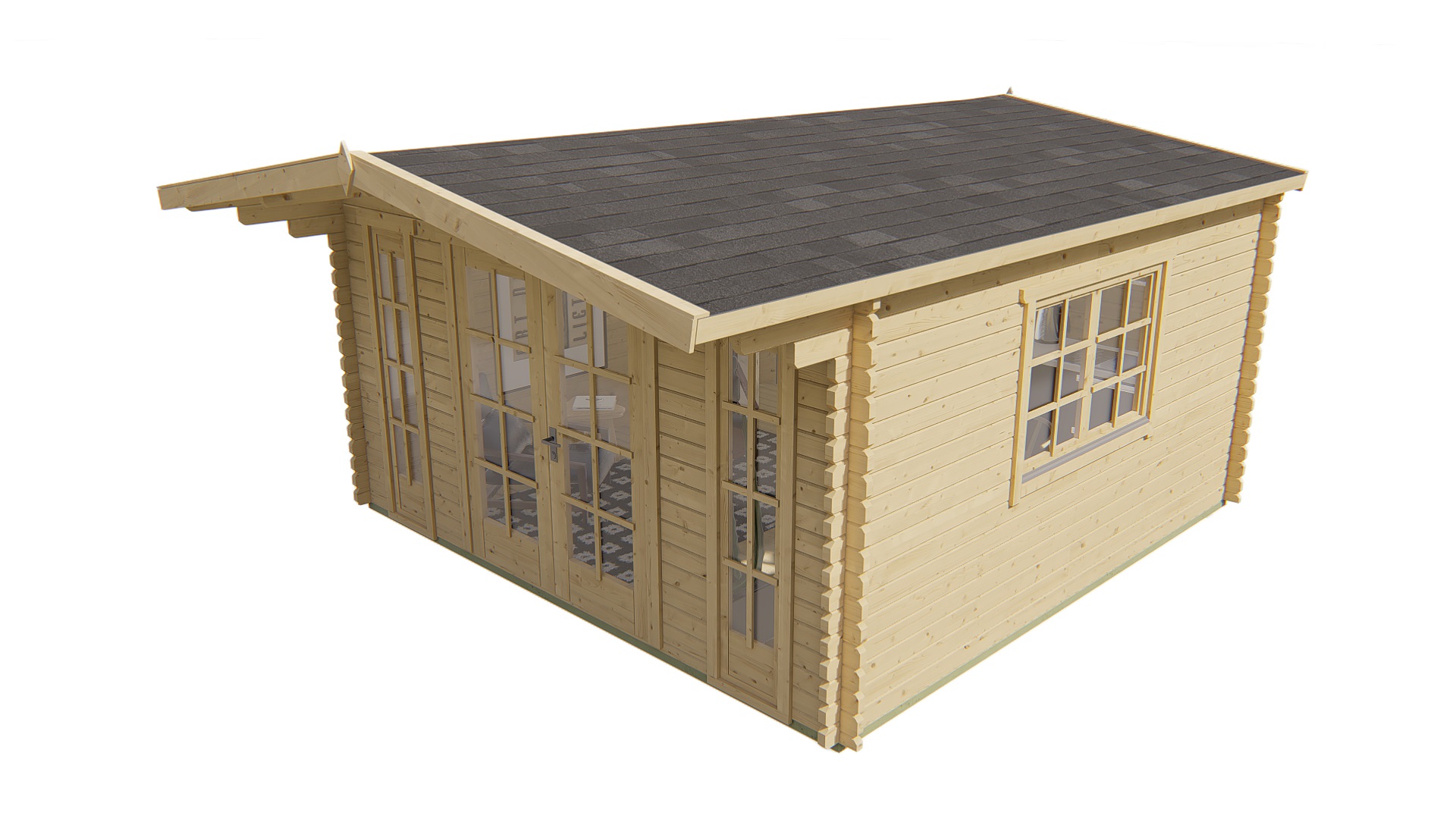 Blokhut - Tuinhuis Laula | 44 mm | vuren honinggeel geïmpregneerd