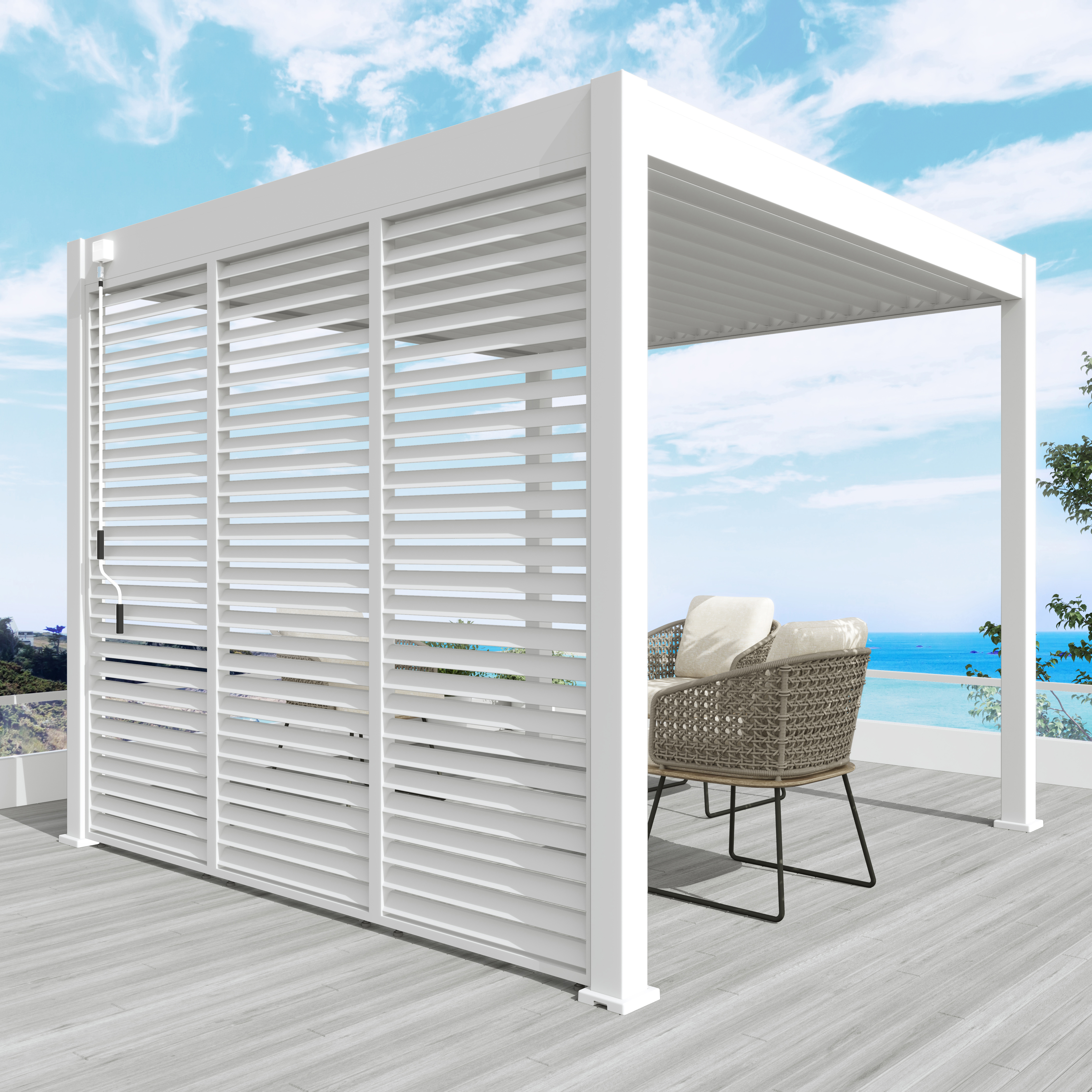 Aluminium overkapping Louvrepaneel 124,5 horizontaal wit