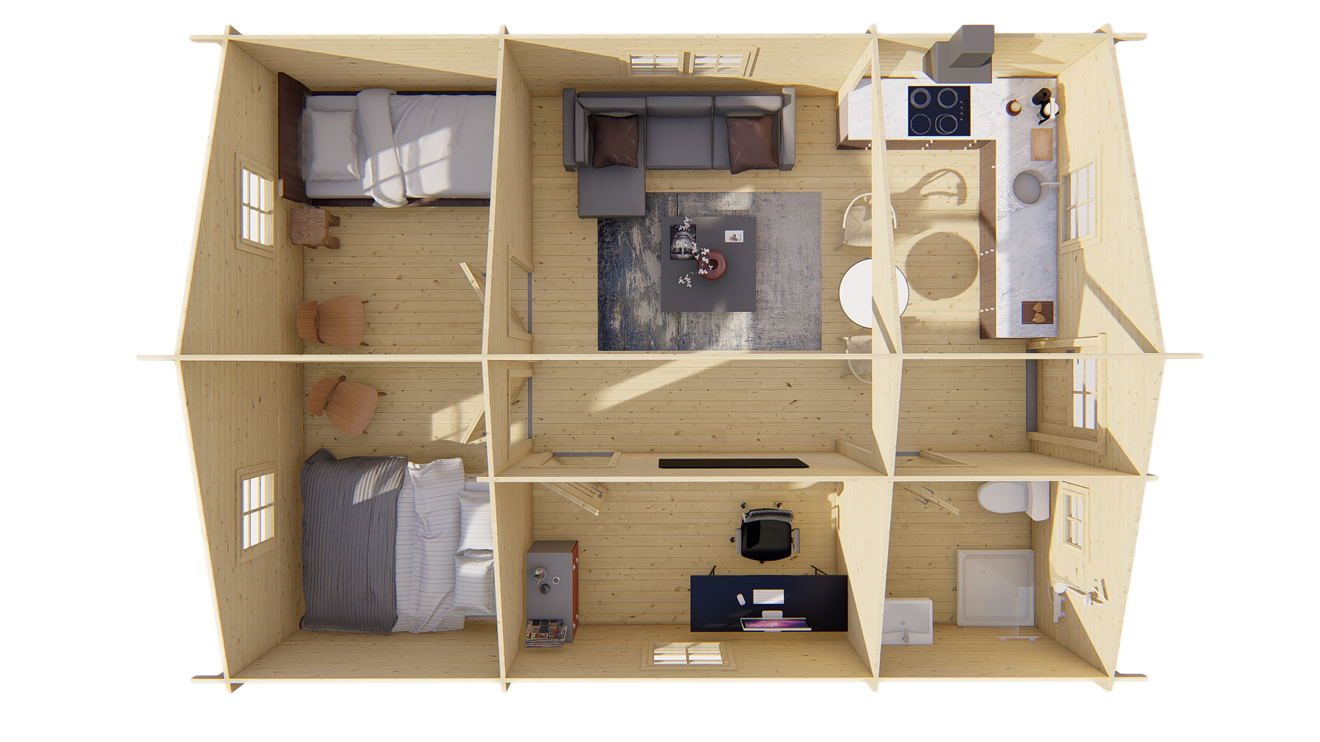 Blokhut - Tuinhuis Malaga | 44 mm | grijs geïmpregneerd Blokhut - Tuinhuis Malaga | 44 mm | grijs geïmpregneerd