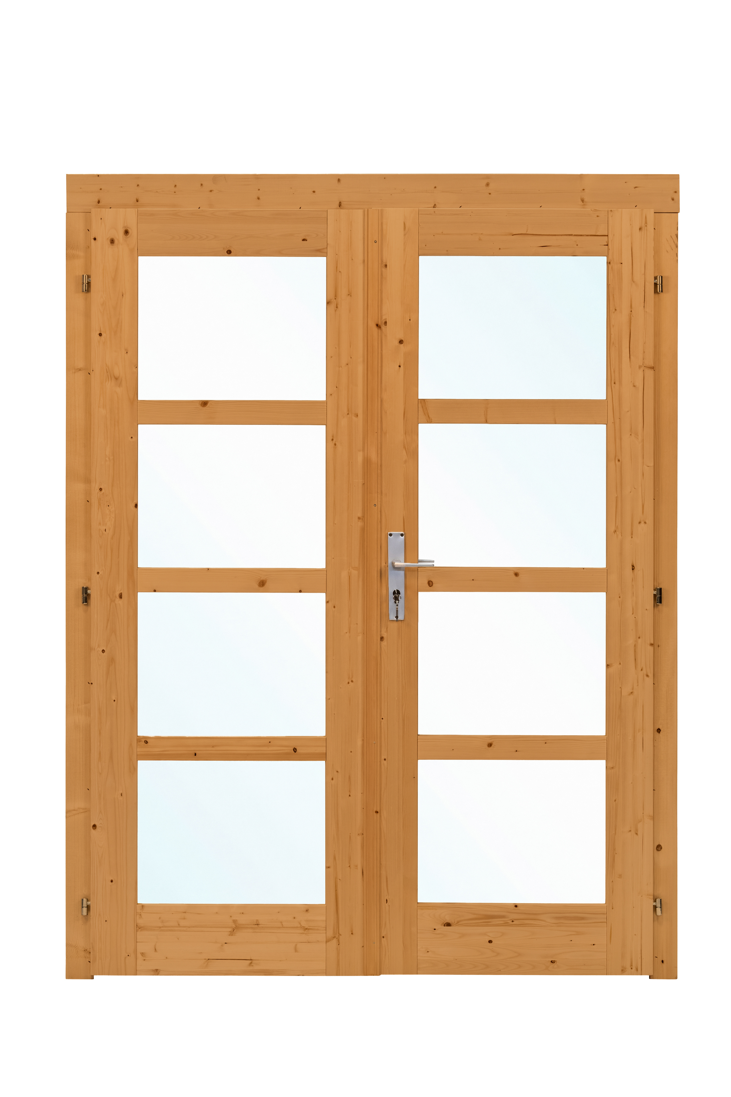 Dubbele deur+kozijn enkel glas D1 | bruin geïmpregneerd