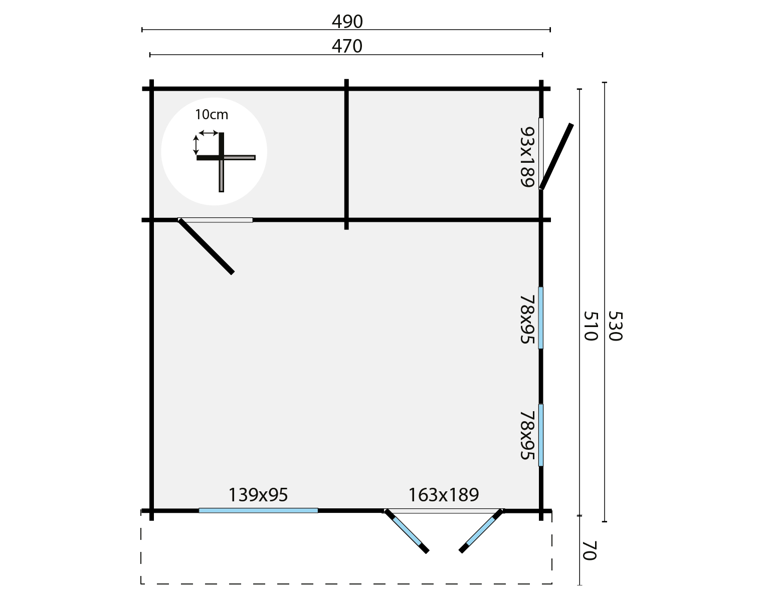 Blokhut - Tuinhuis Berlin | 44 mm | vuren honinggeel geïmpregneerd