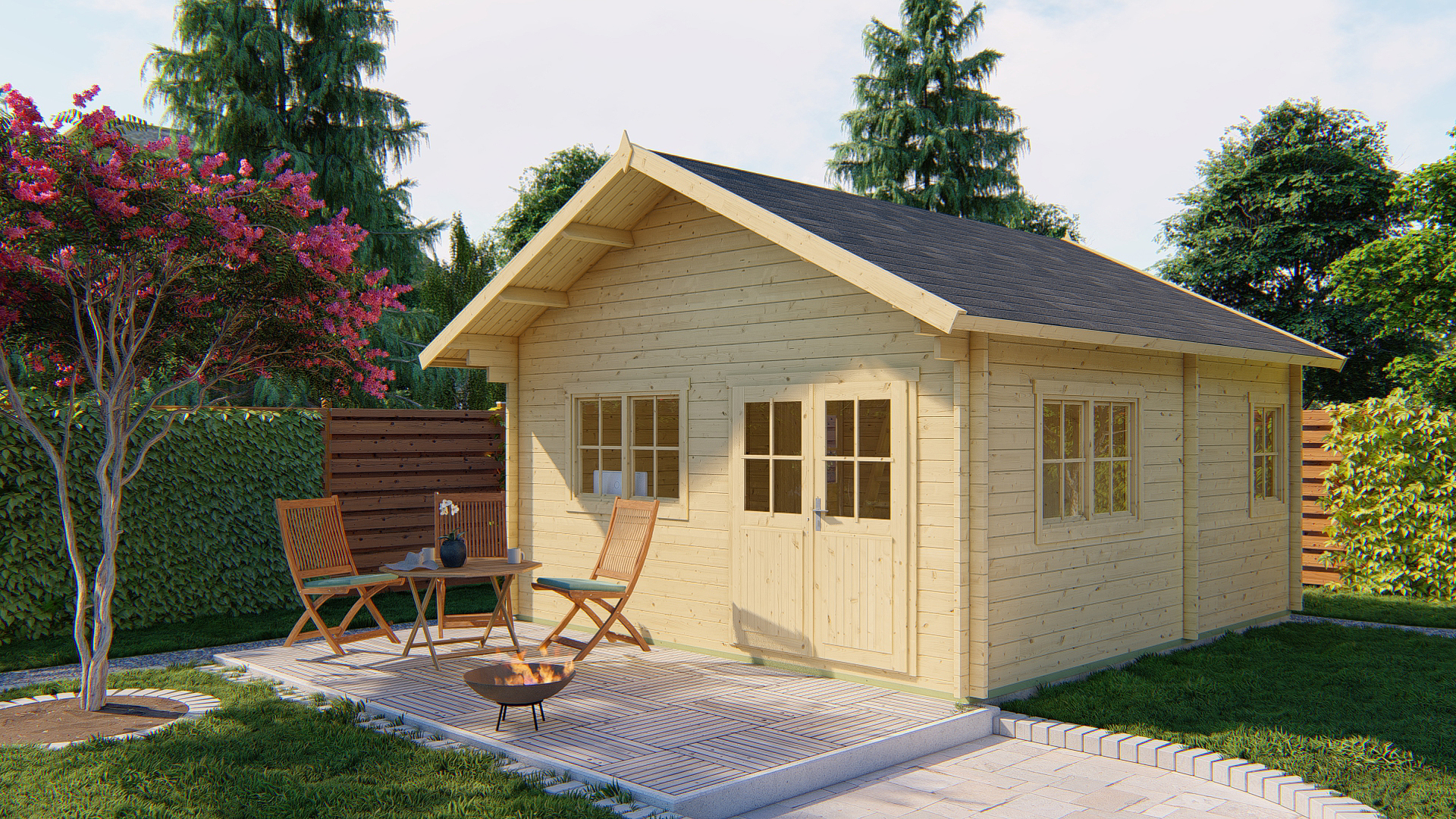 Blokhut - Tuinhuis Llanes | 44 mm | grijs geïmpregneerd