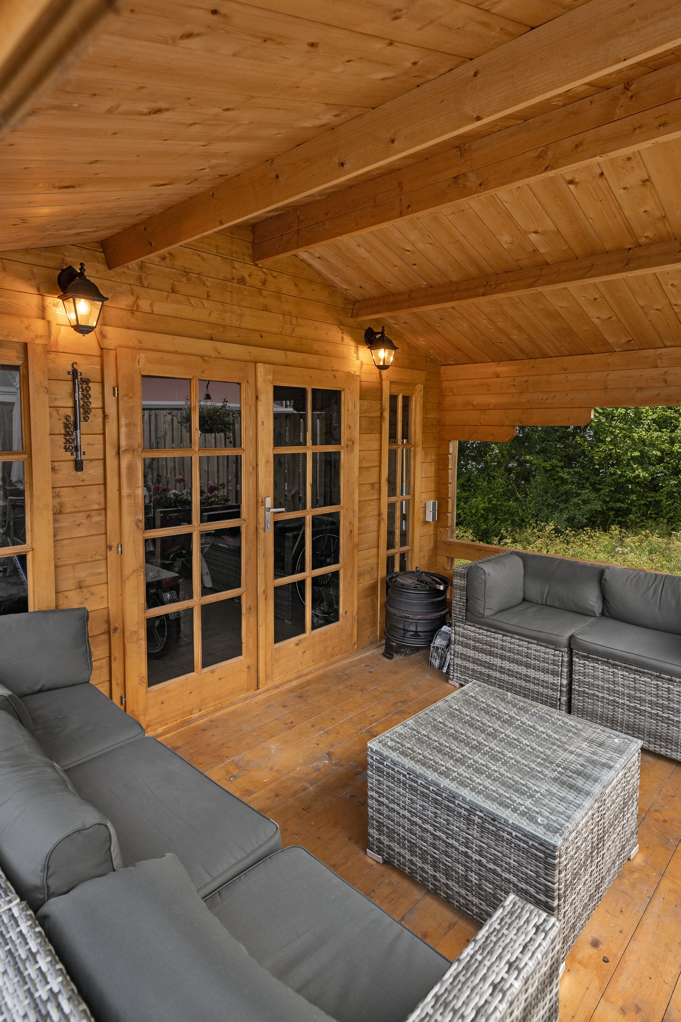 Blokhut - Tuinhuis Ulrik | 44 mm | vuren groen geïmpregneerd Blokhut - Tuinhuis Ulrik | 44 mm | vuren groen geïmpregneerd