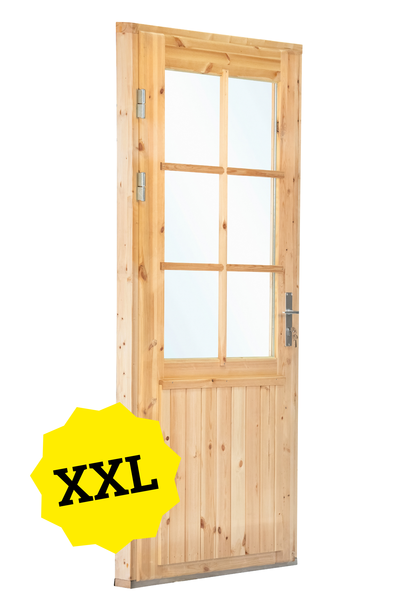 Deur enkel met raam XXL linksdraaiend, vuren 106,5 x 215 cm