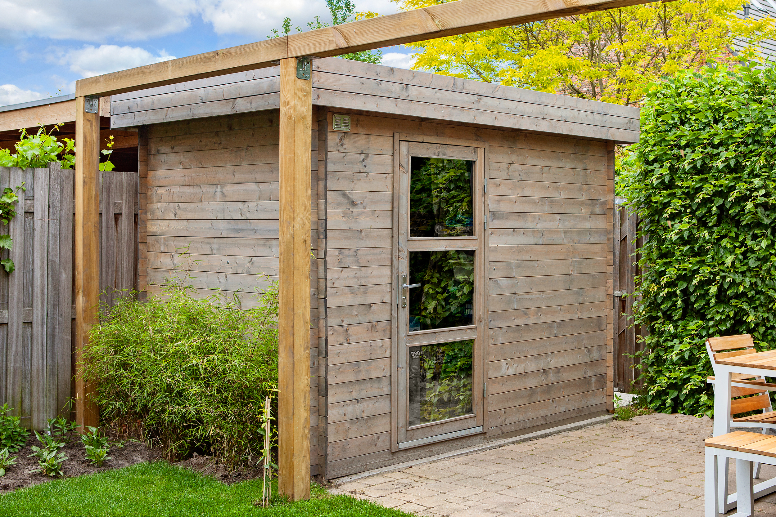 Blokhut - Tuinhuis Novalie | 19 mm | vuren grijs geïmpregneerd Blokhut - Tuinhuis Novalie | 19 mm | vuren grijs geïmpregneerd
