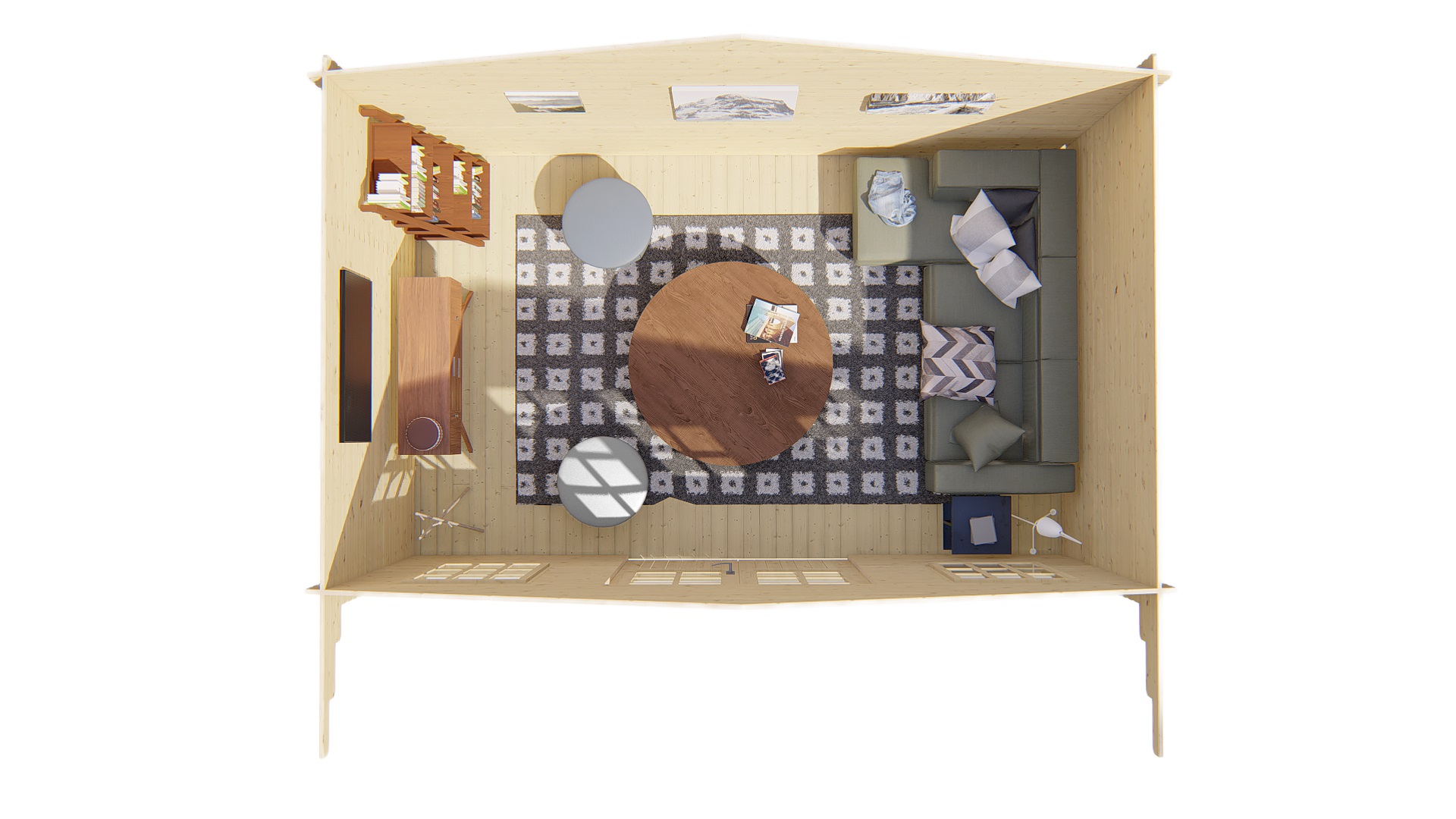 Blokhut - Tuinhuis Skyler | 28 mm | vuren honinggeel geïmpregneerd Blokhut - Tuinhuis Skyler | 28 mm | vuren honinggeel geïmpregneerd