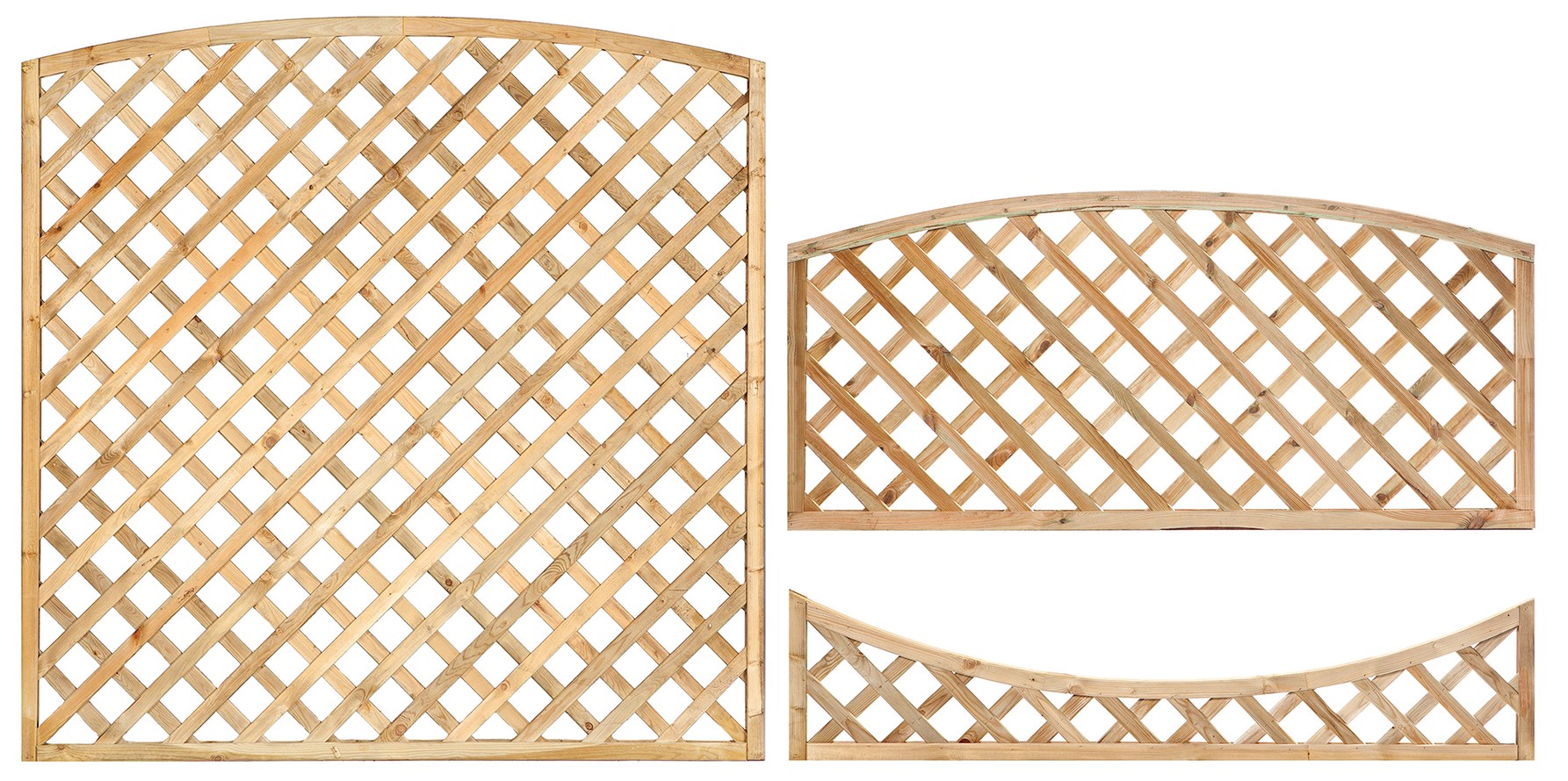 Trellis met tooglijst, diagonale lamellen grenen groen geïmpregneerd H60 x B180 cm