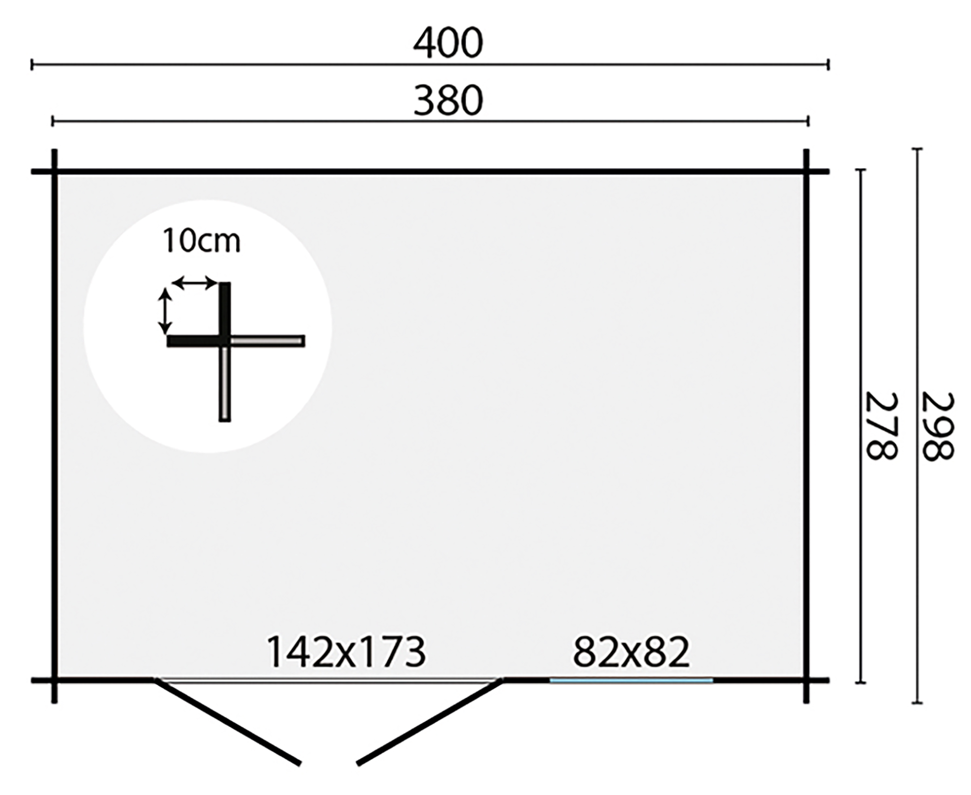Plattegrond Blokhut - Tuinhuis Gorliz | 28 mm | onbehandeld