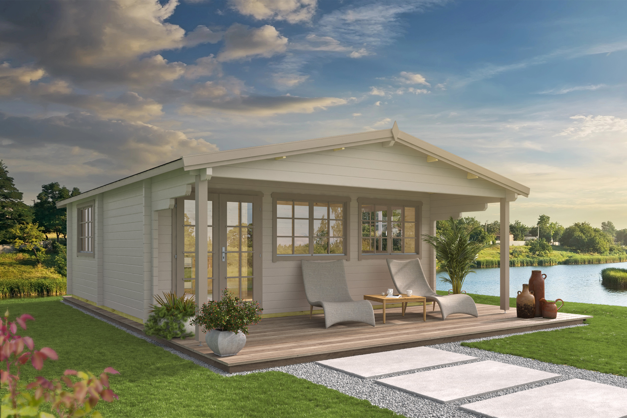 Blokhut - Tuinhuis Jackson | 70 mm | onbehandeld Blokhut - Tuinhuis Jackson | 70 mm | onbehandeld