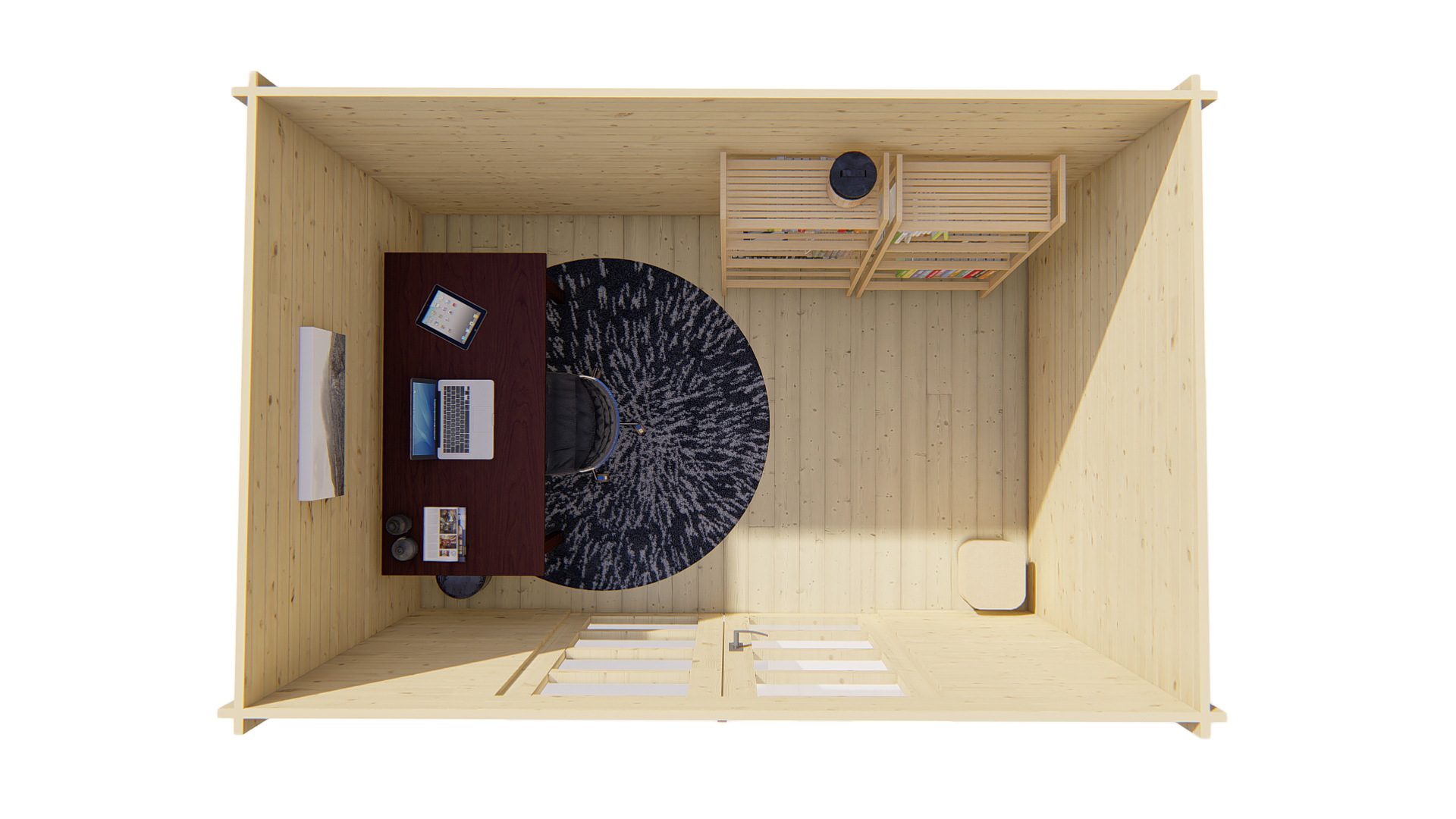 Blokhut - Tuinhuis Minimodern | 28 mm | vuren bruin geïmpregneerd