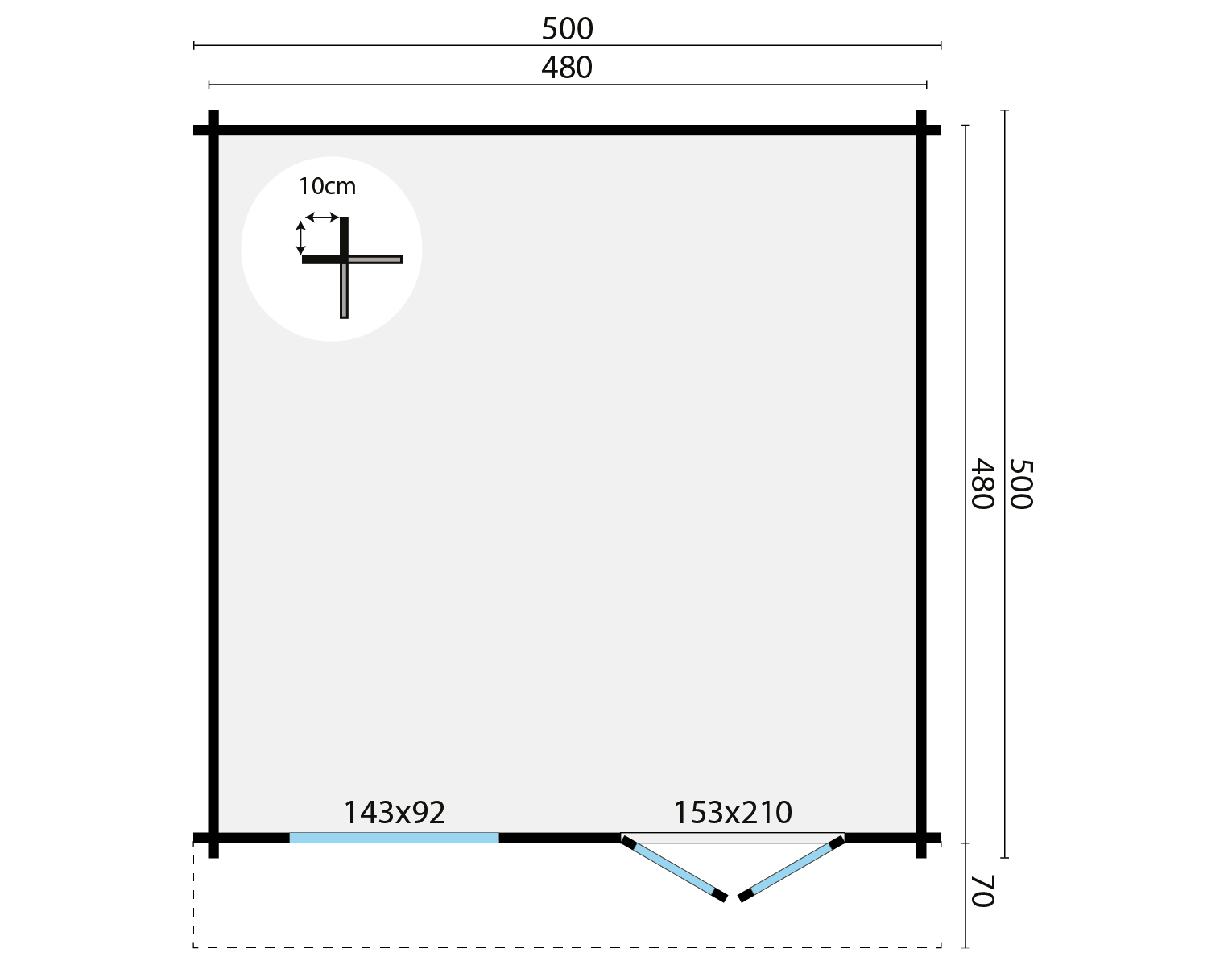 Blokhut - Tuinhuis Dingle | 70 mm | vuren onbehandeld Blokhut - Tuinhuis Dingle | 70 mm | vuren onbehandeld