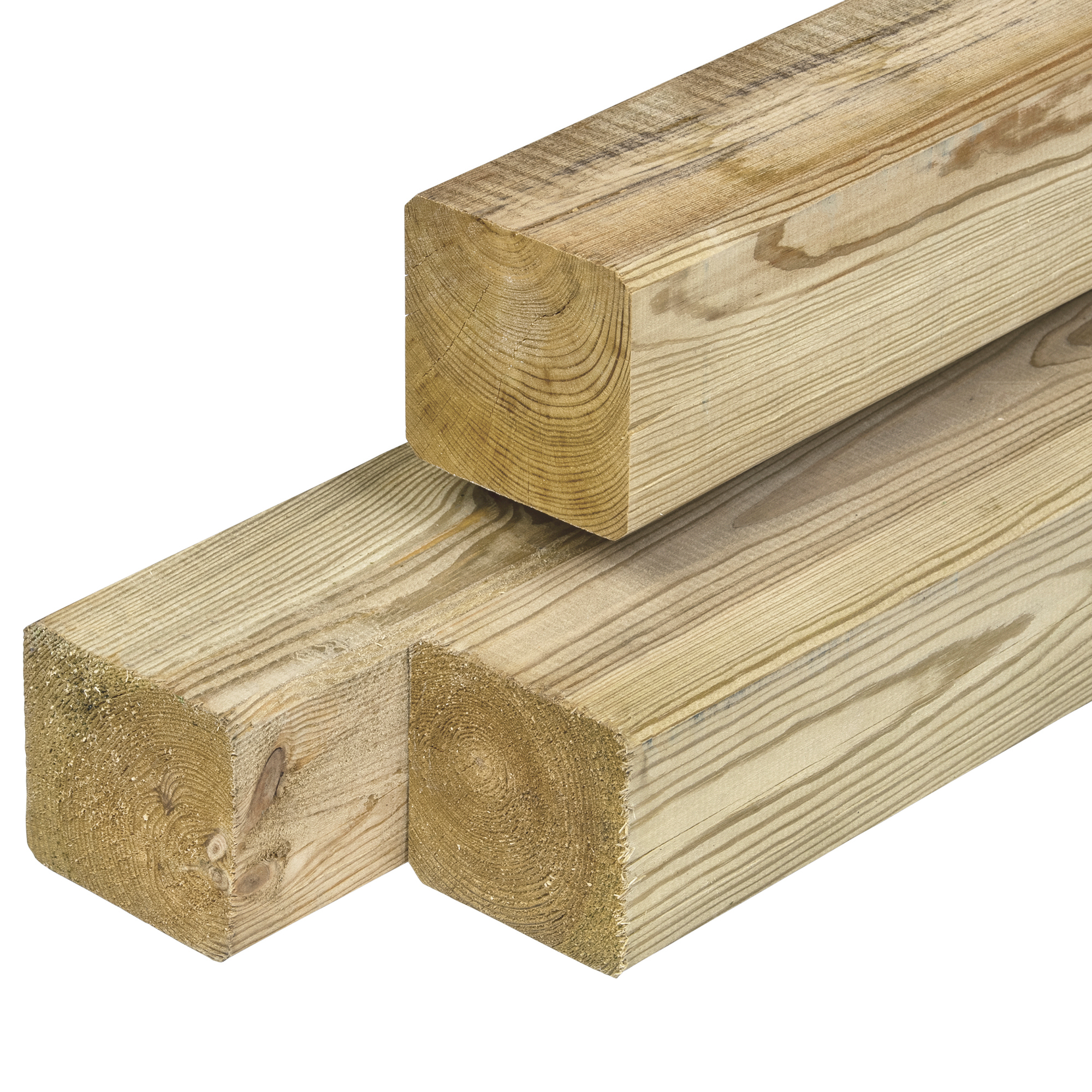 Grenen paal 8,8 x 8,8 x 400 cm, vers, groen geïmpregneerd, geschaafd, 4 ronde hoeken