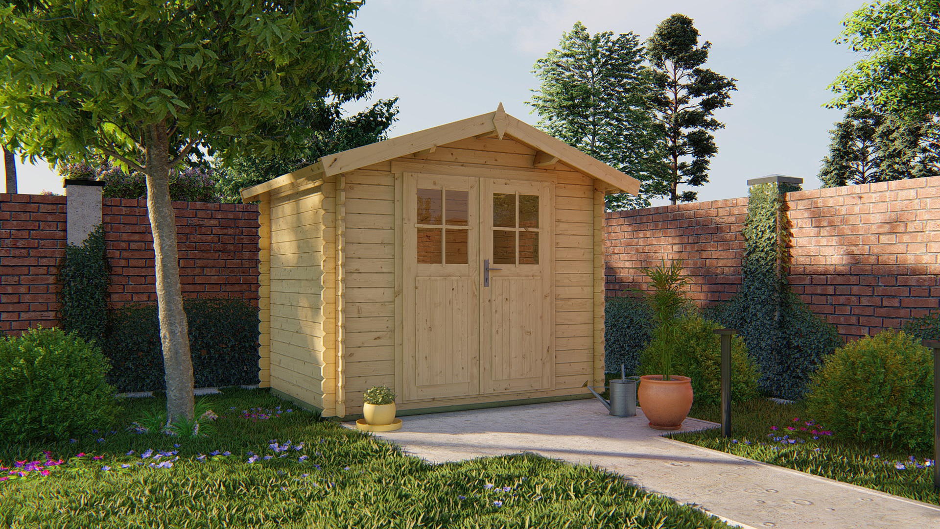 Blokhut - Tuinhuis Robert | 28 mm | vuren grijs geïmpregneerd Blokhut - Tuinhuis Robert | 28 mm | vuren grijs geïmpregneerd