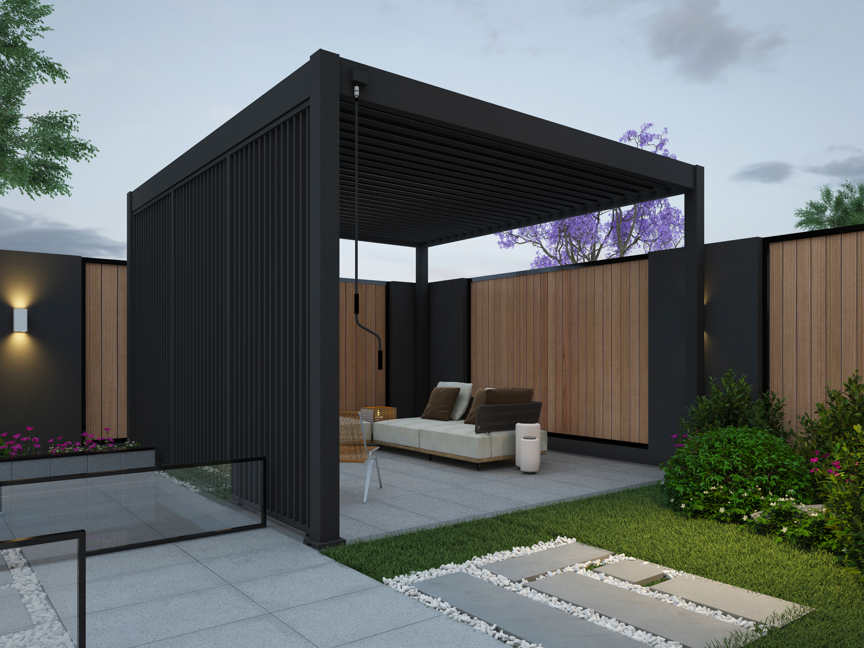 Hoofdafbeelding Aluminium overkapping Louvrepaneel 113,3 cm verticaal antraciet