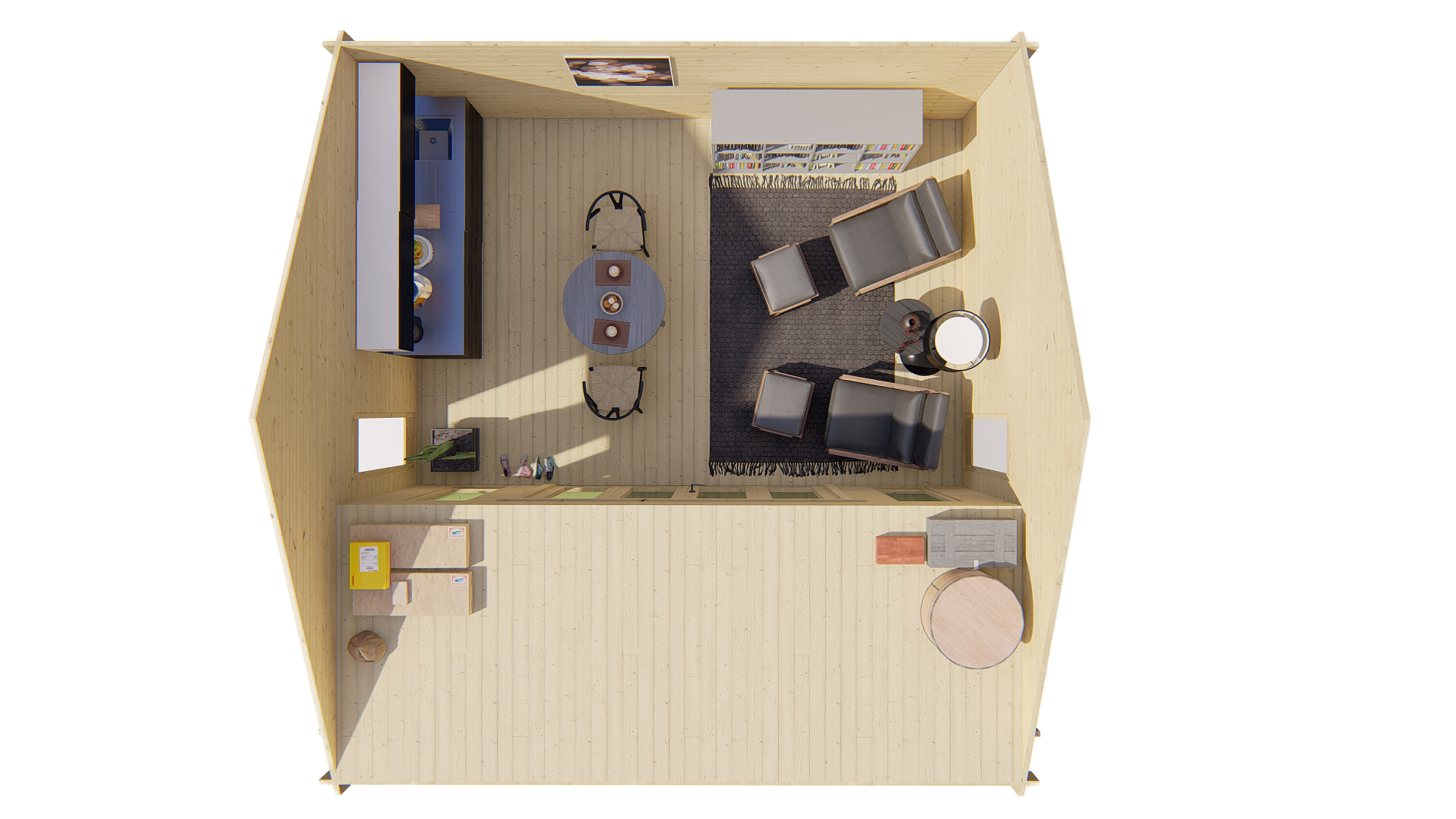 Blokhut - Tuinhuis Olaug | 44 mm | vuren groen geïmpregneerd Blokhut - Tuinhuis Olaug | 44 mm | vuren groen geïmpregneerd