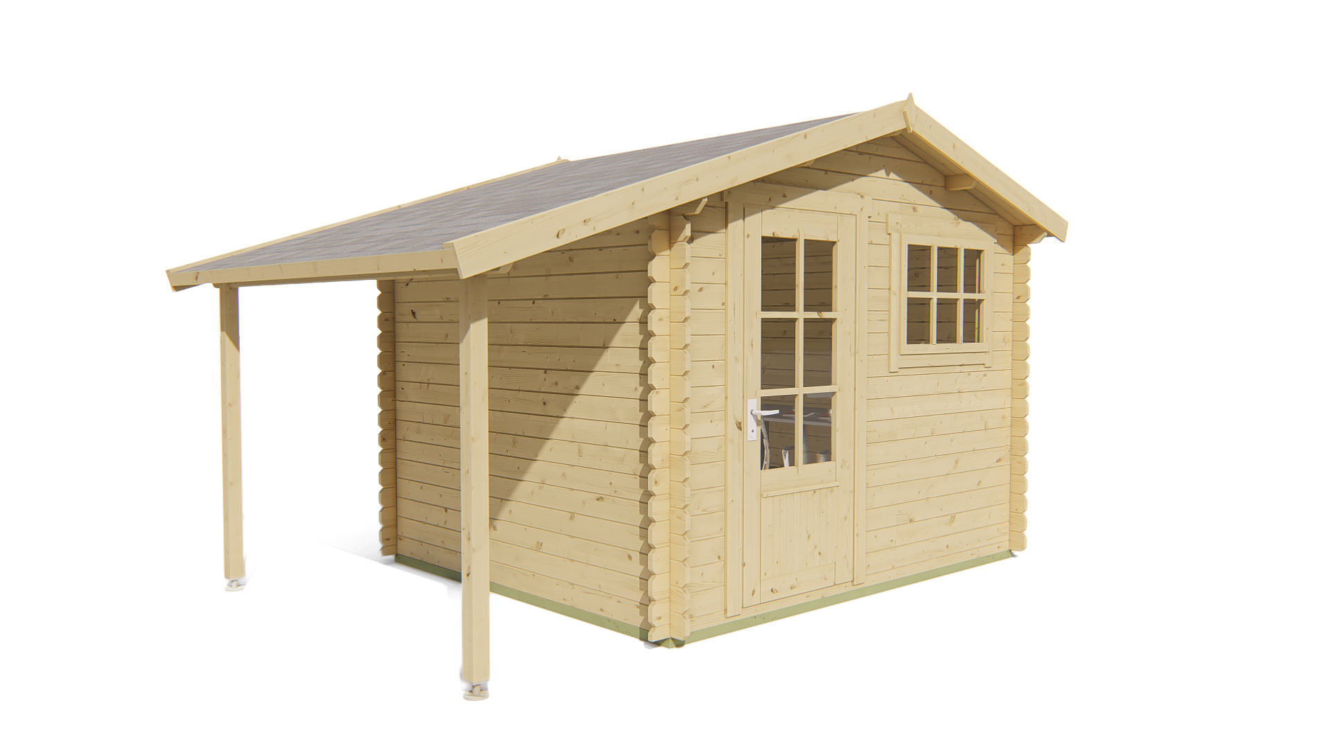 Blokhut - Tuinhuis Lars | 28 mm | vuren groen geïmpregneerd Blokhut - Tuinhuis Lars | 28 mm | vuren groen geïmpregneerd