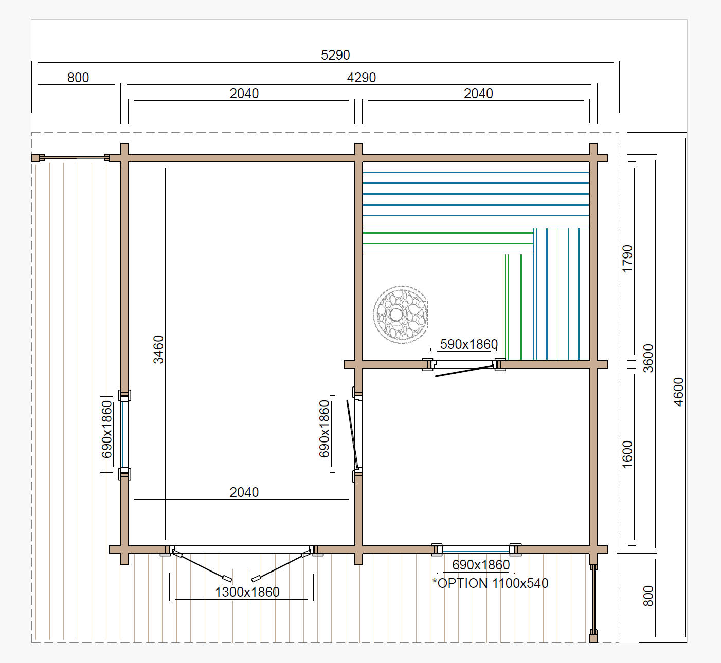 Saunahuis Puolanka 40 mm Saunahuis Puolanka 40 mm