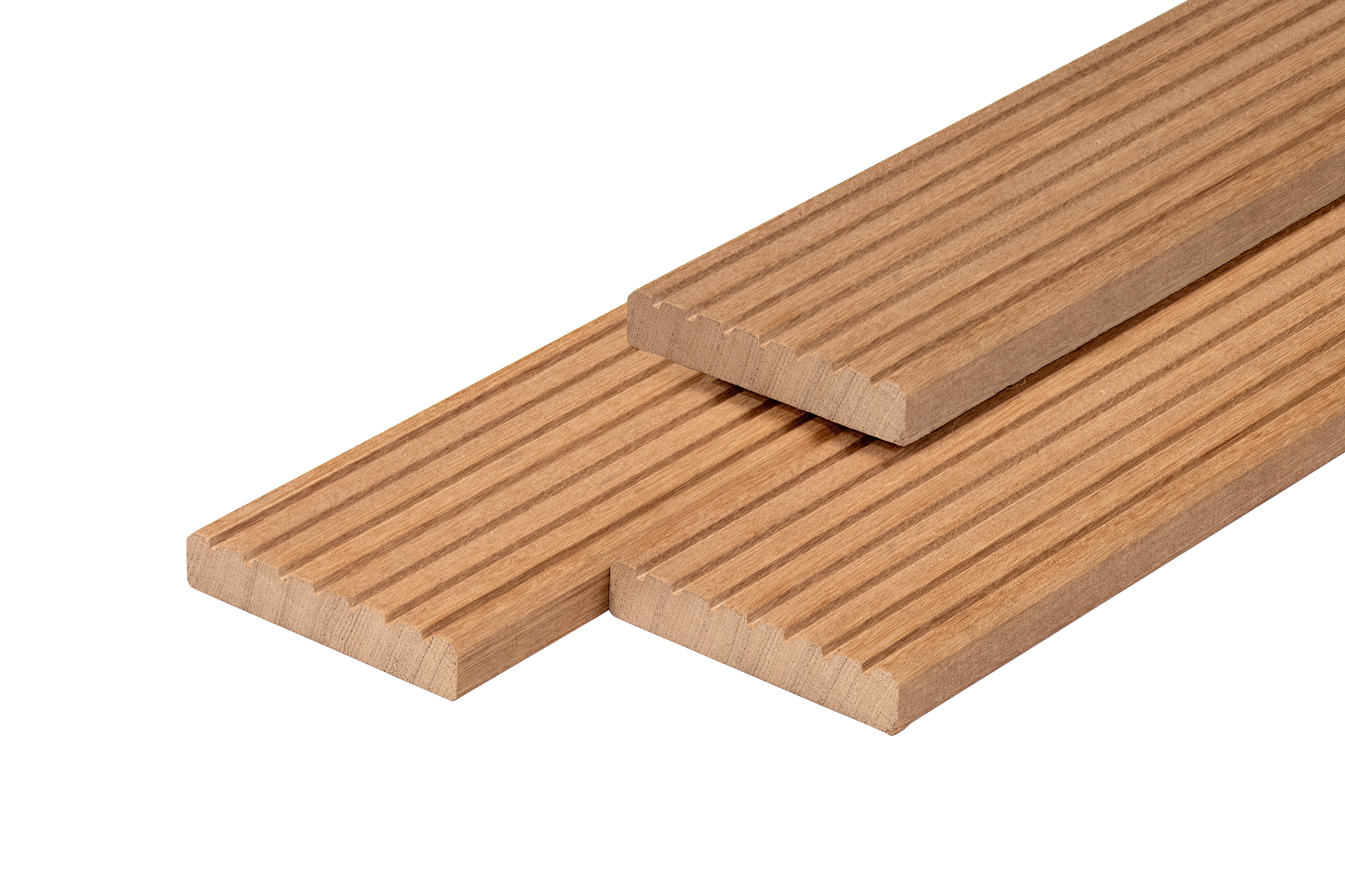 Bangkirai decking board dried 2.5x14.5x335 cm planed 7 grooves + 1 side smooth