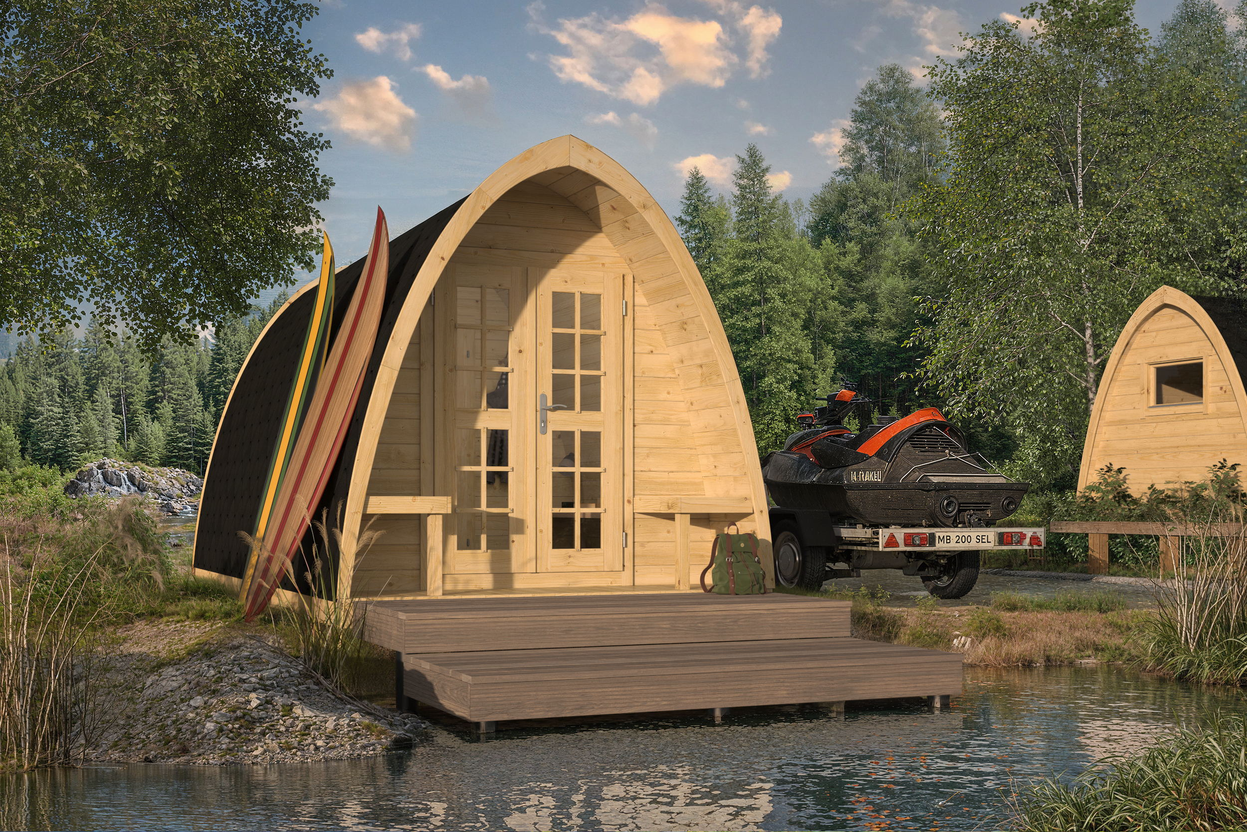 Hoofdafbeelding Camping POD 400 | 28 mm | vuren onbehandeld