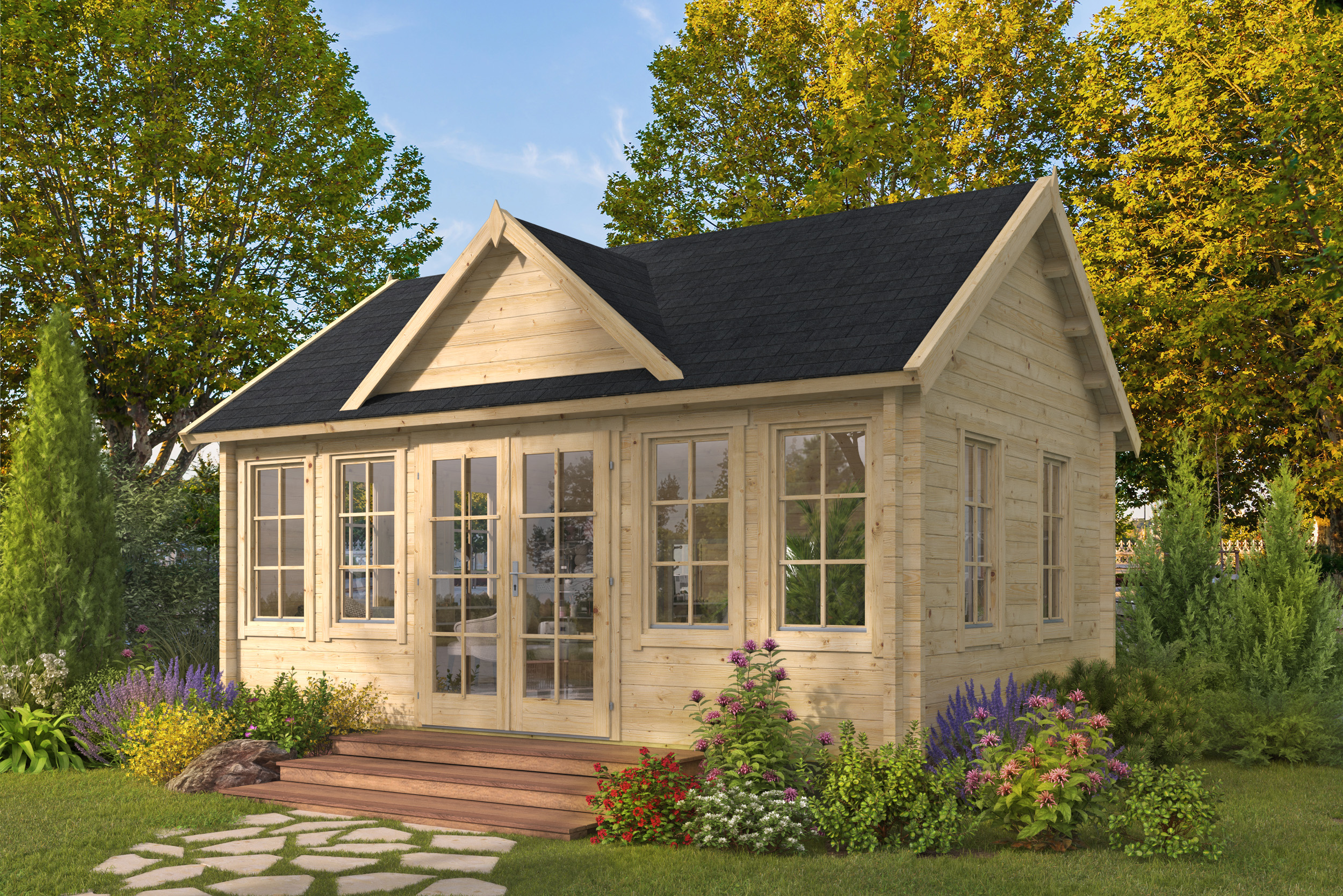 Blokhut - Tuinhuis Clockhouse Trevor | 70 mm | vuren Red Class Wood geïmpregneerd