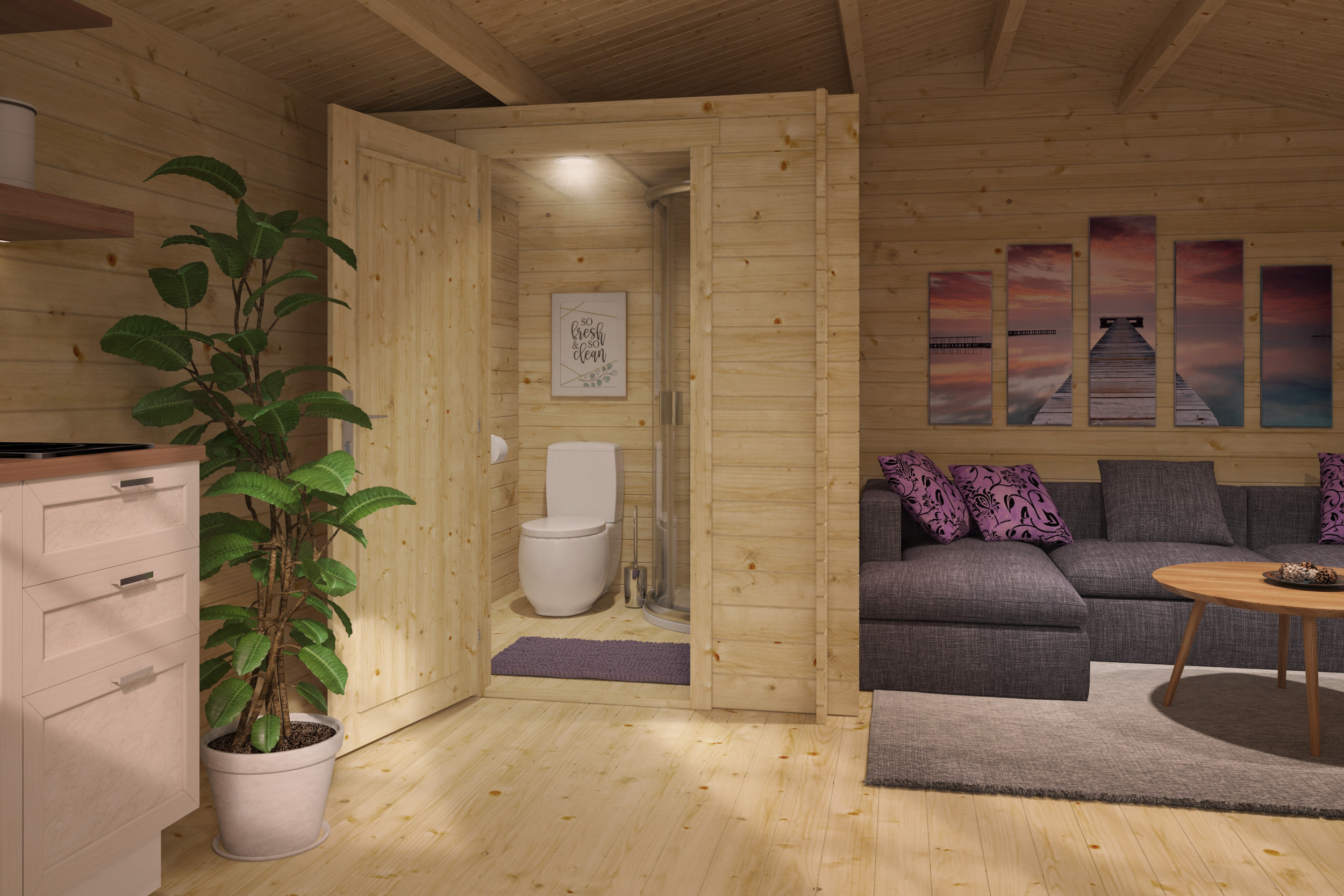 Blokhut Toilet/Shower Kit XXL | 28 mm | onbehandeld
