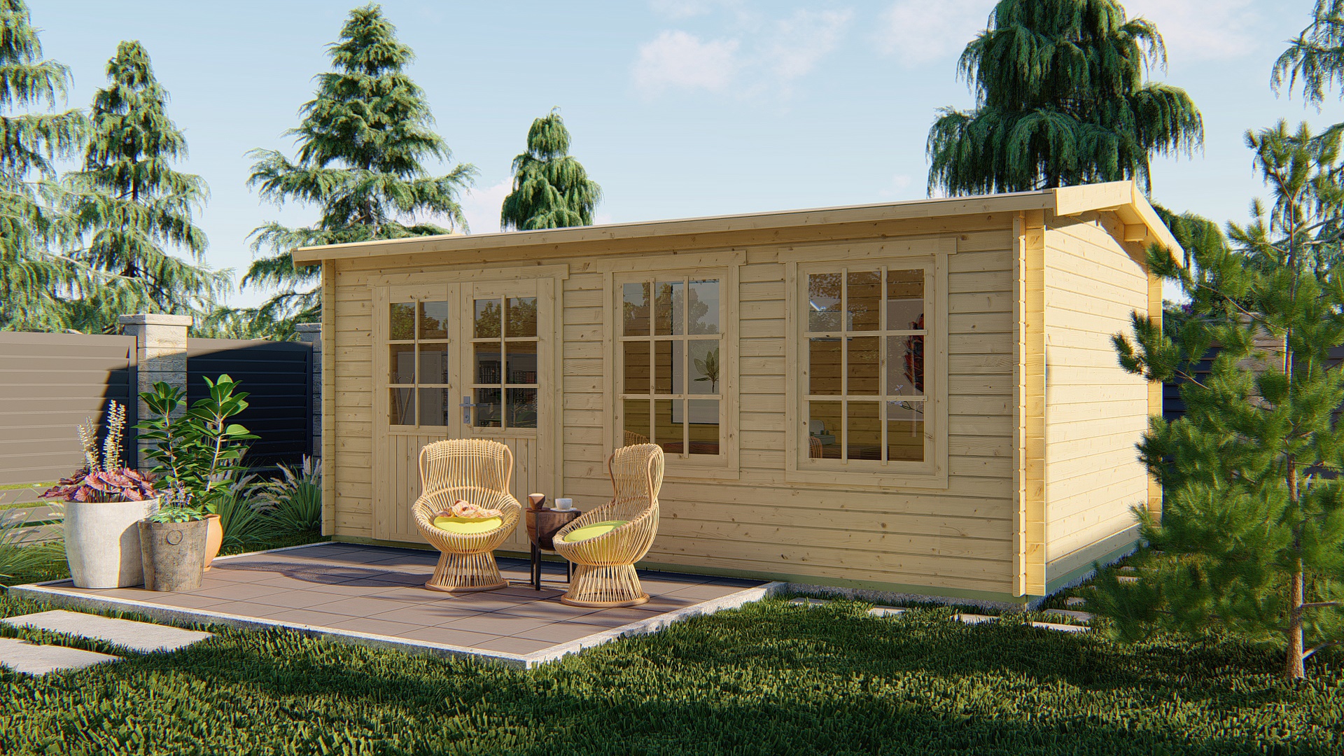 Blokhut - Tuinhuis Sophie | 40 mm | honinggeel geïmpregneerd