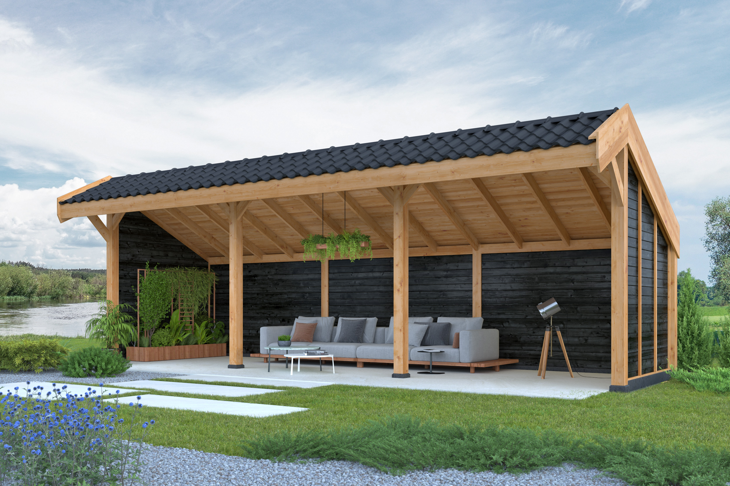 DHZ Kapschuur Boekelo Douglas 900 x 250 cm zwart geïmpregneerd