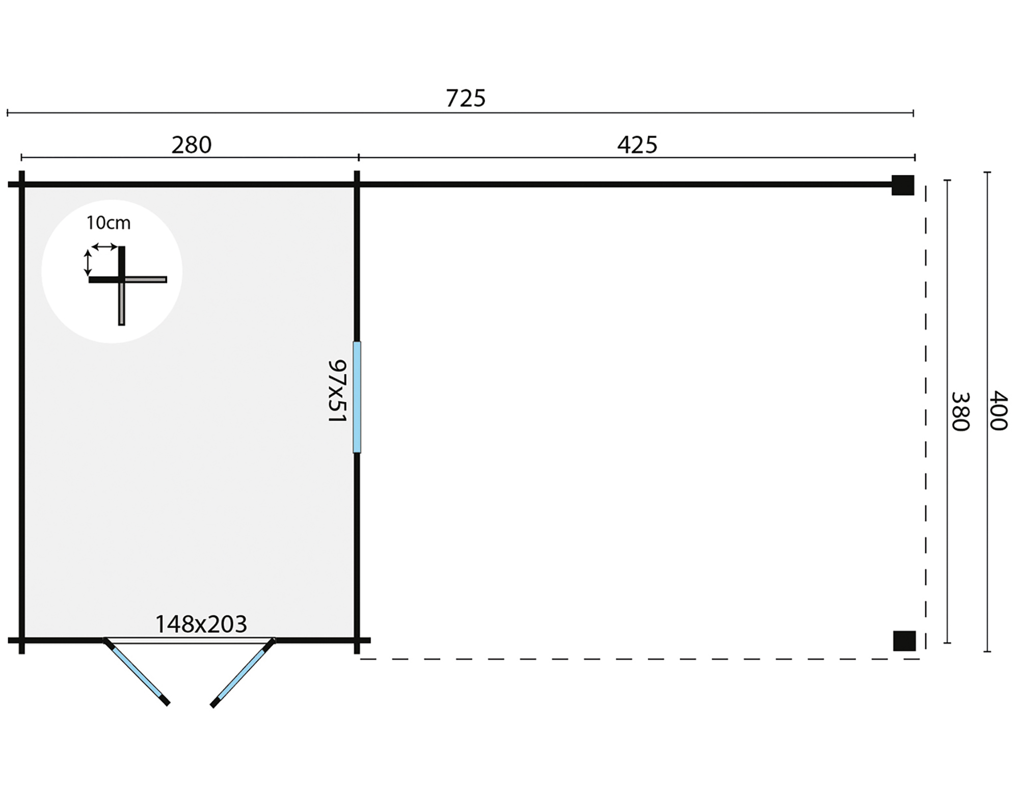 Blokhut - Tuinhuis Gunnar | 44 mm | vuren onbehandeld