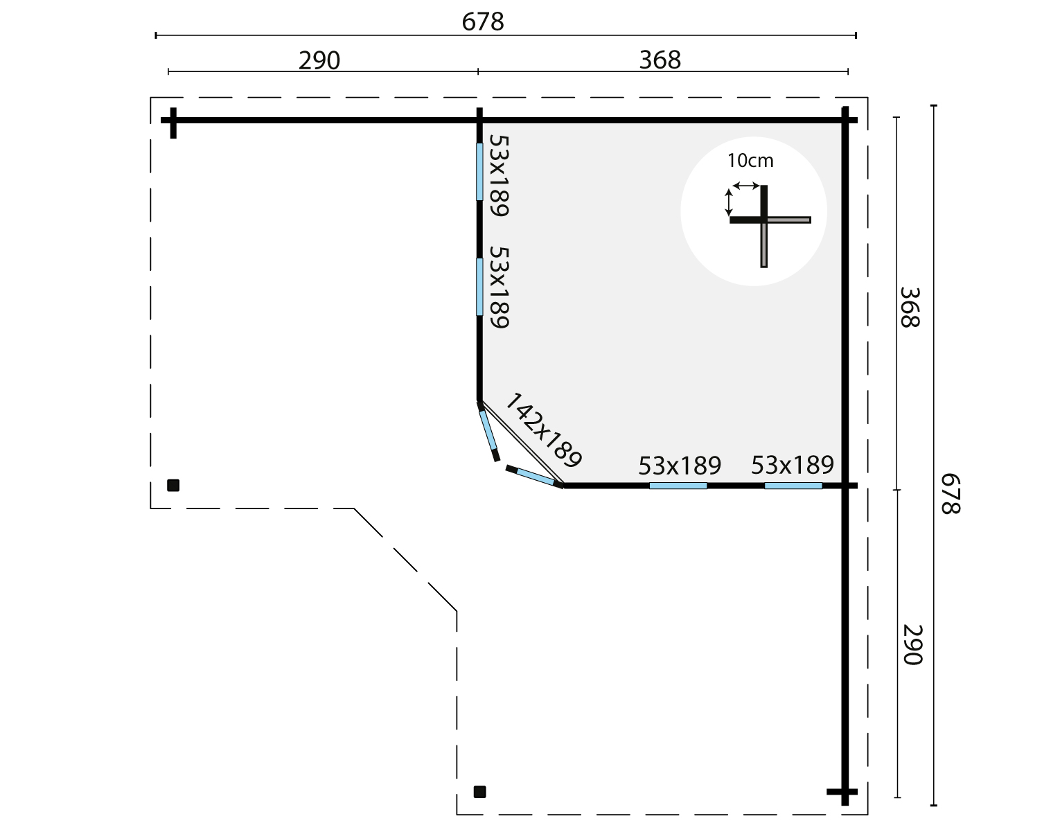Blokhut - Tuinhuis Bridgend | 70 mm | onbehandeld Blokhut - Tuinhuis Bridgend | 70 mm | onbehandeld