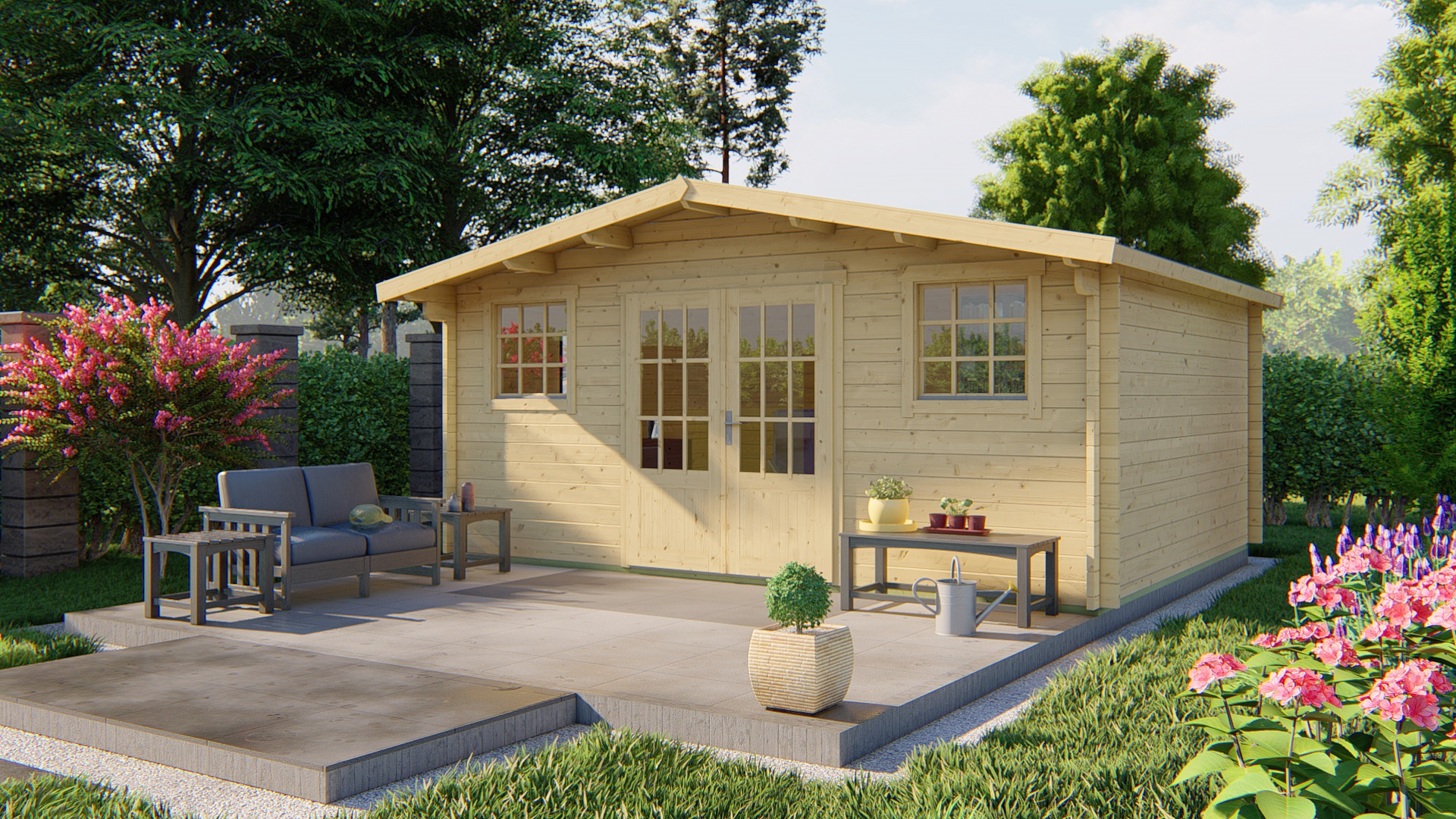 Blokhut - Tuinhuis Jackalyn | 40 mm | honinggeel geïmpregneerd Blokhut - Tuinhuis Jackalyn | 40 mm | honinggeel geïmpregneerd