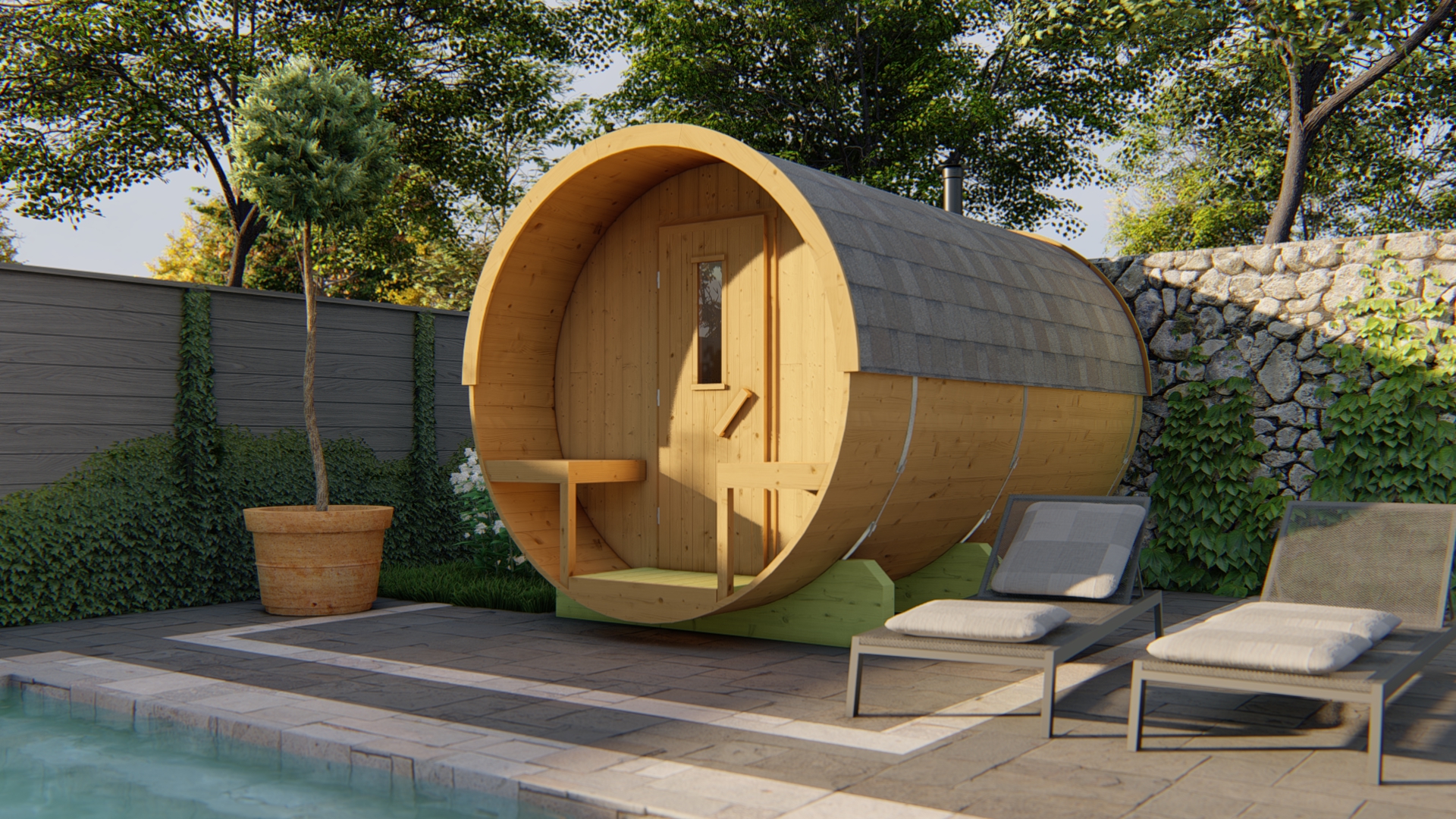 Thermowood sauna Barrel Ø205x350