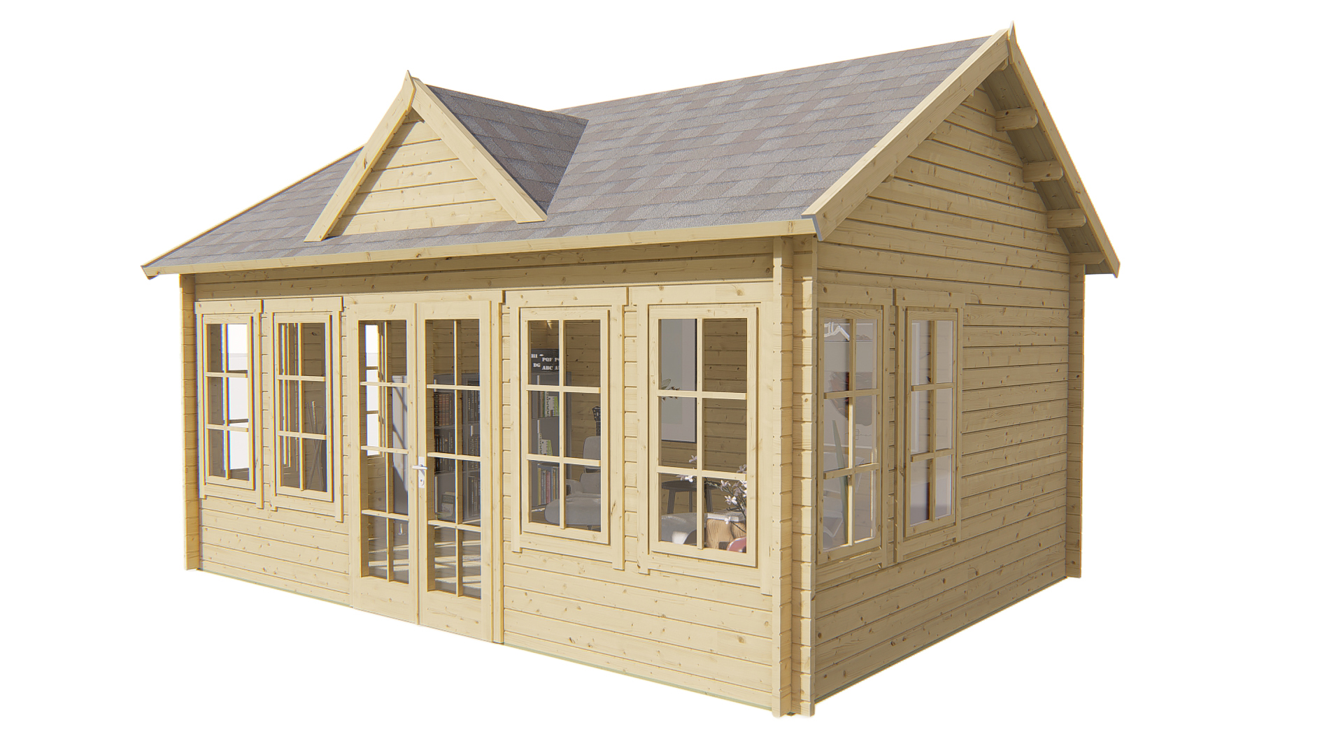 Blockhütte – Gartenhaus Clockhouse | 44mm | braun imprägniert