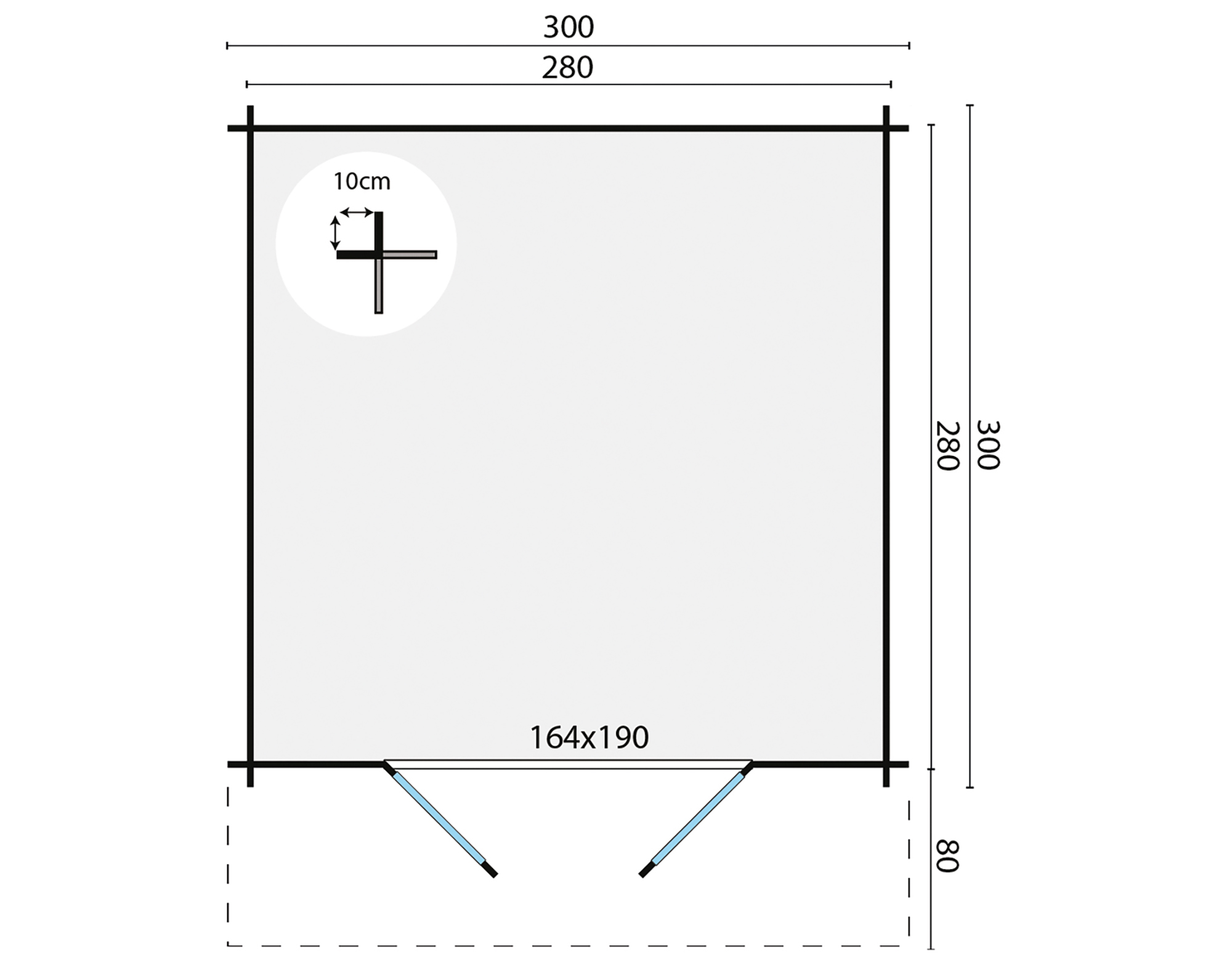 Blokhut - Tuinhuis Perlund | 28 mm | vuren grijs geïmpregneerd Blokhut - Tuinhuis Perlund | 28 mm | vuren grijs geïmpregneerd