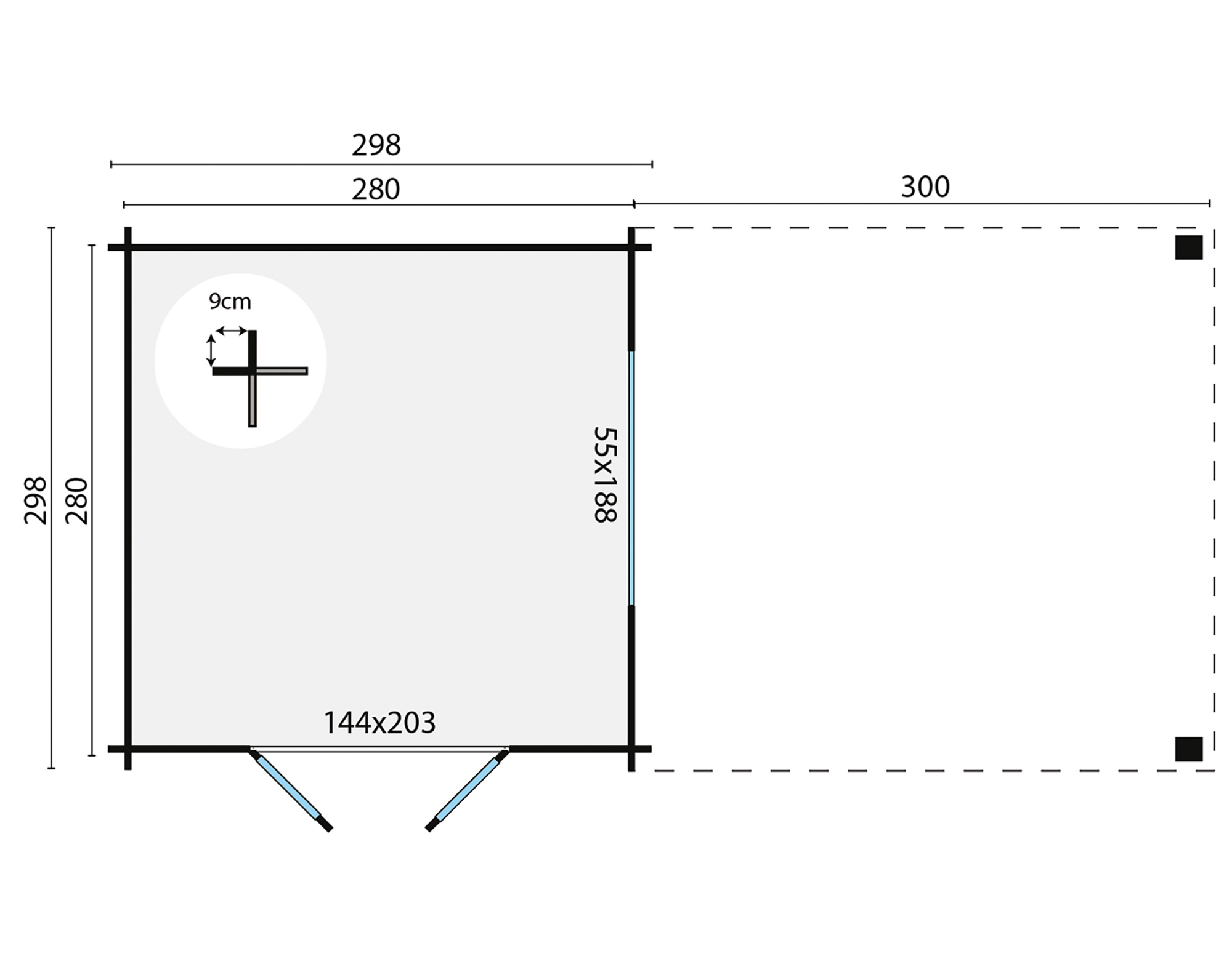 Blokhut - Tuinhuis Dellinger | 28 mm | vuren honinggeel geïmpregneerd Blokhut - Tuinhuis Dellinger | 28 mm | vuren honinggeel geïmpregneerd