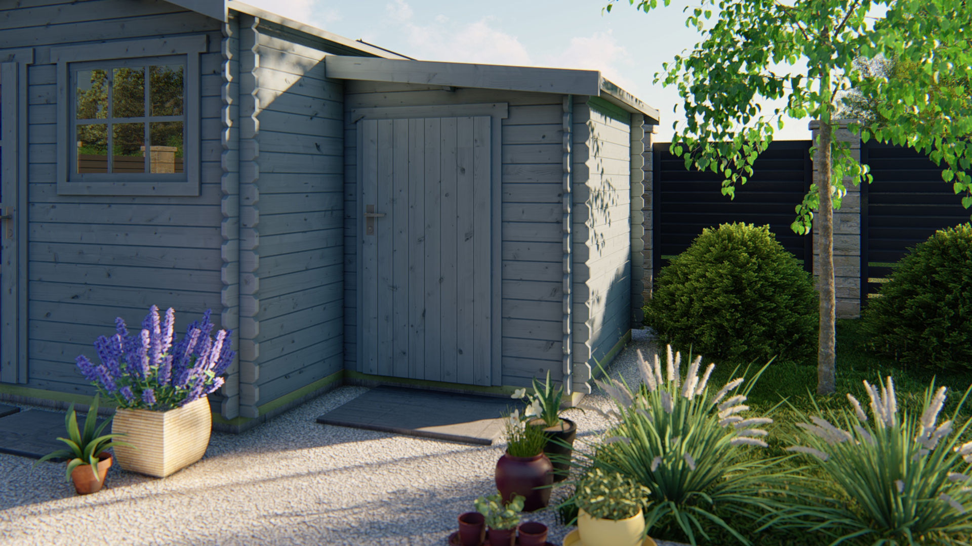 Blockhütte – Gartenhaus Anbau | 44mm | unbehandelt Blockhütte – Gartenhaus Anbau | 44mm | unbehandelt