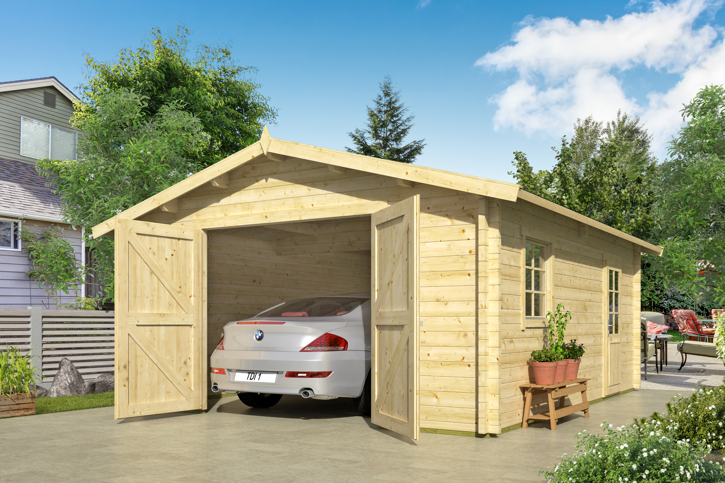 Garage Rydell | 58 mm | vuren honinggeel geïmpregneerd