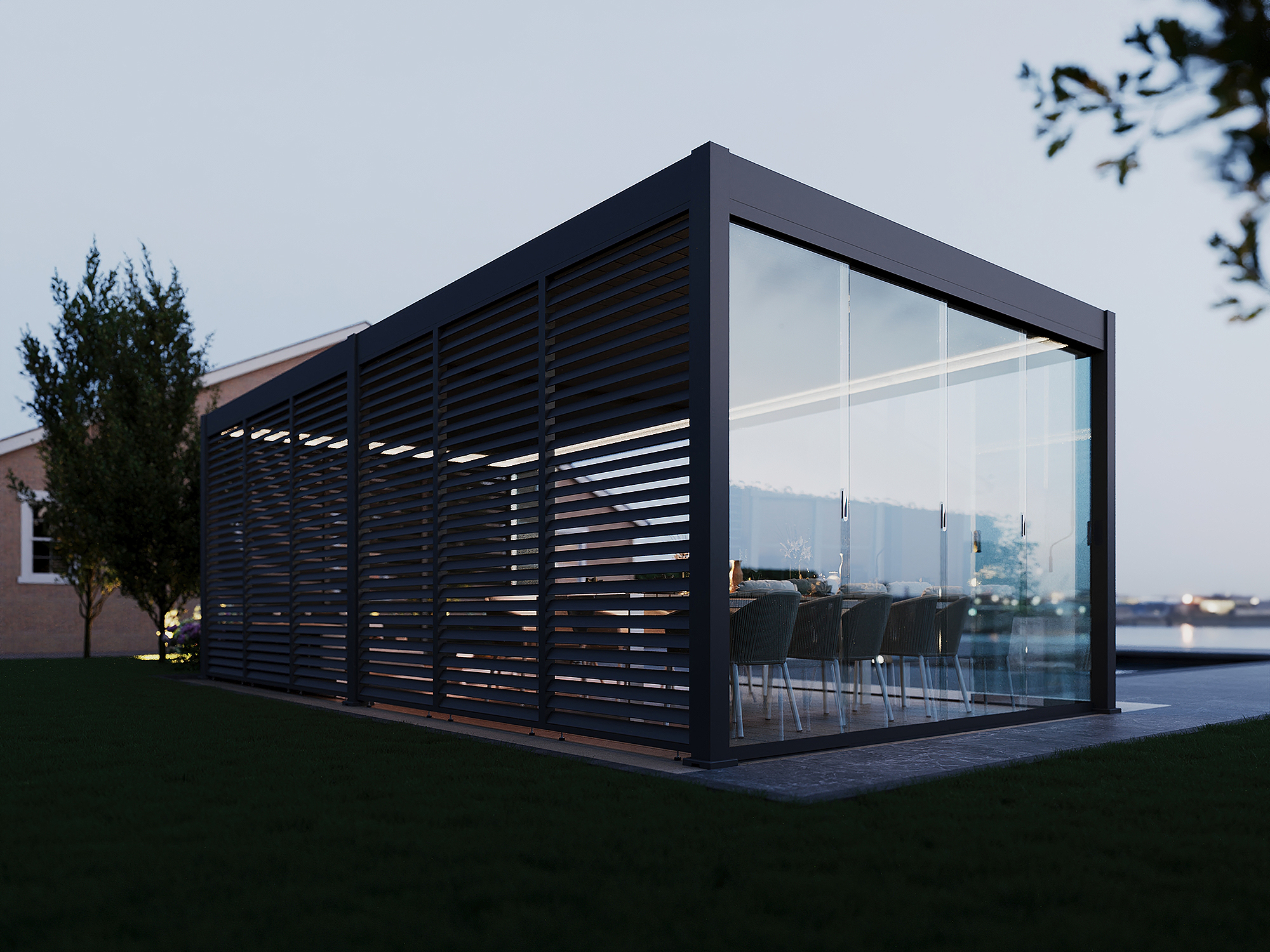 Aluminium overkapping Louvrepaneel 93 cm horizontaal antraciet