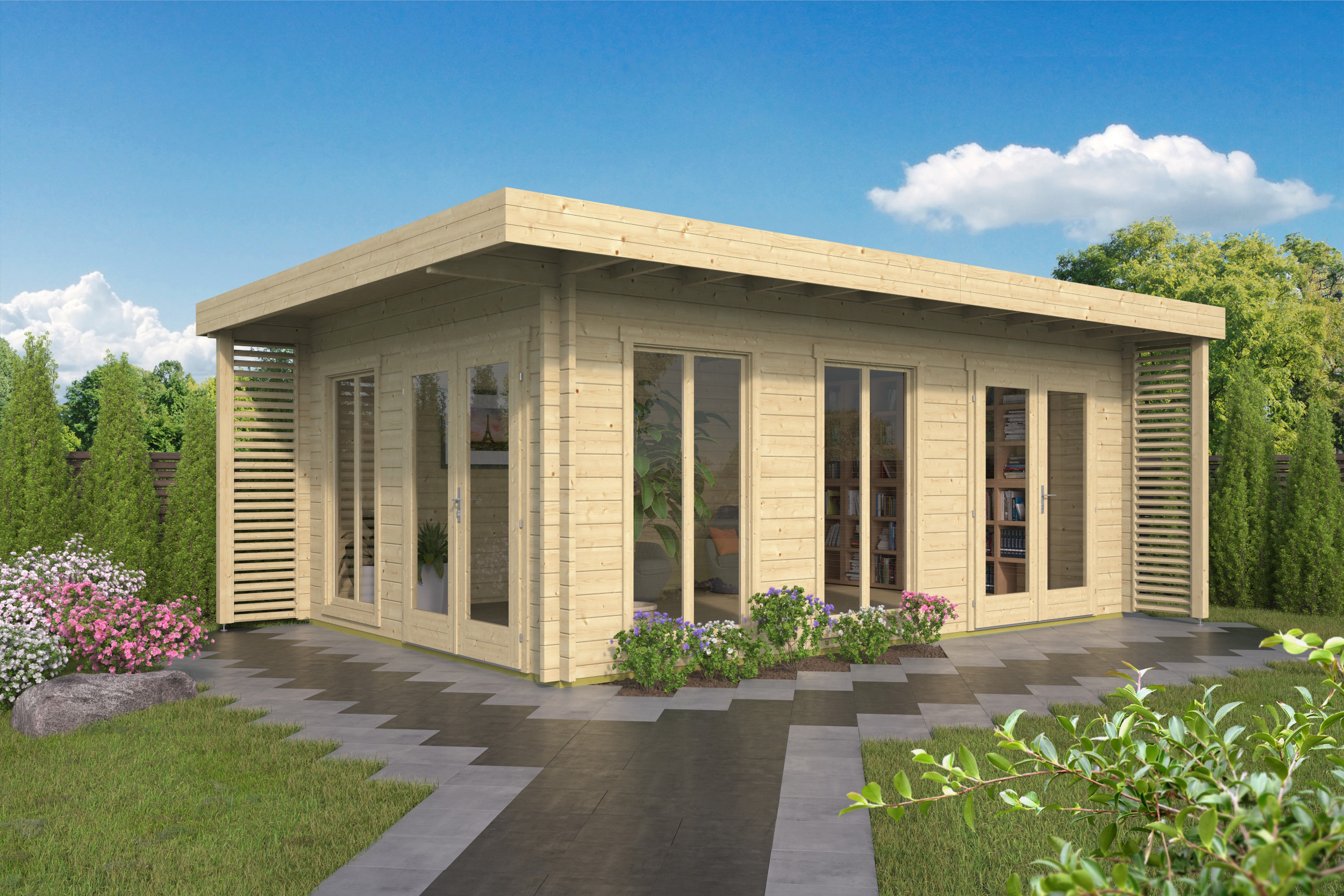 Blokhut - Tuinhuis Hildegard | 44 mm | vuren bruin geïmpregneerd