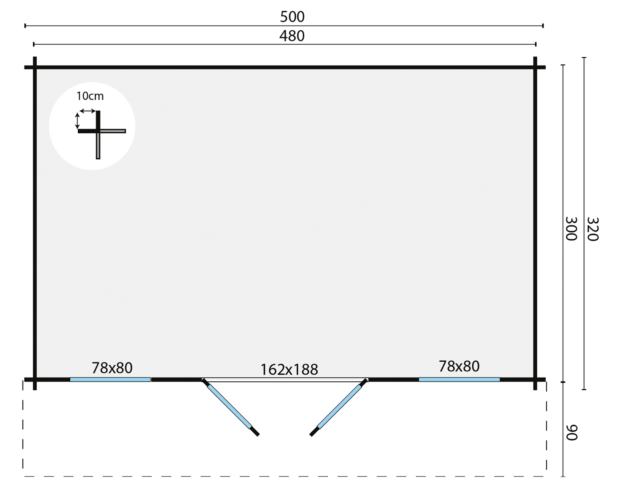 Blokhut - Tuinhuis Karen | 40 mm | groen geïmpregneerd Blokhut - Tuinhuis Karen | 40 mm | groen geïmpregneerd