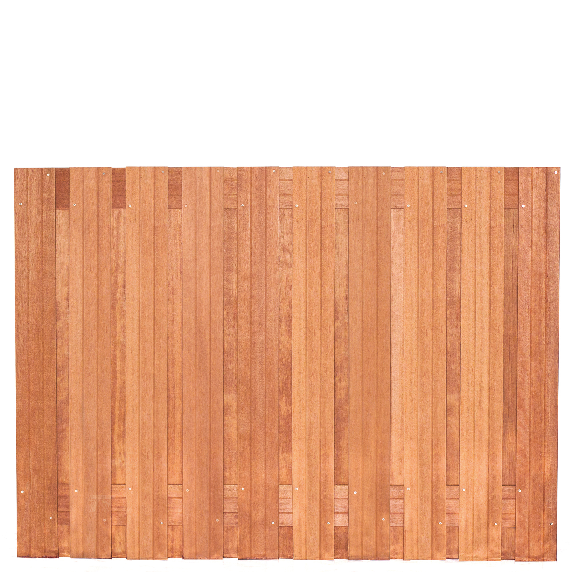 Tuinscherm Dronten, keruing hardhout, RVS-geschroefd, 21-planks (19+2) 180 x 130 cm