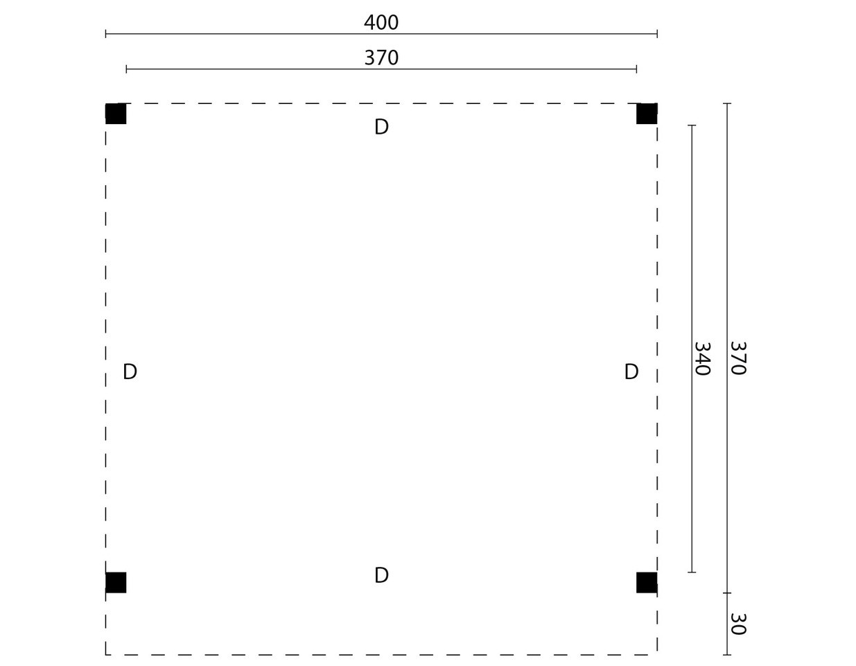 DHZ Rijssen Douglas 400 x 400 cm zwart geïmpregneerd