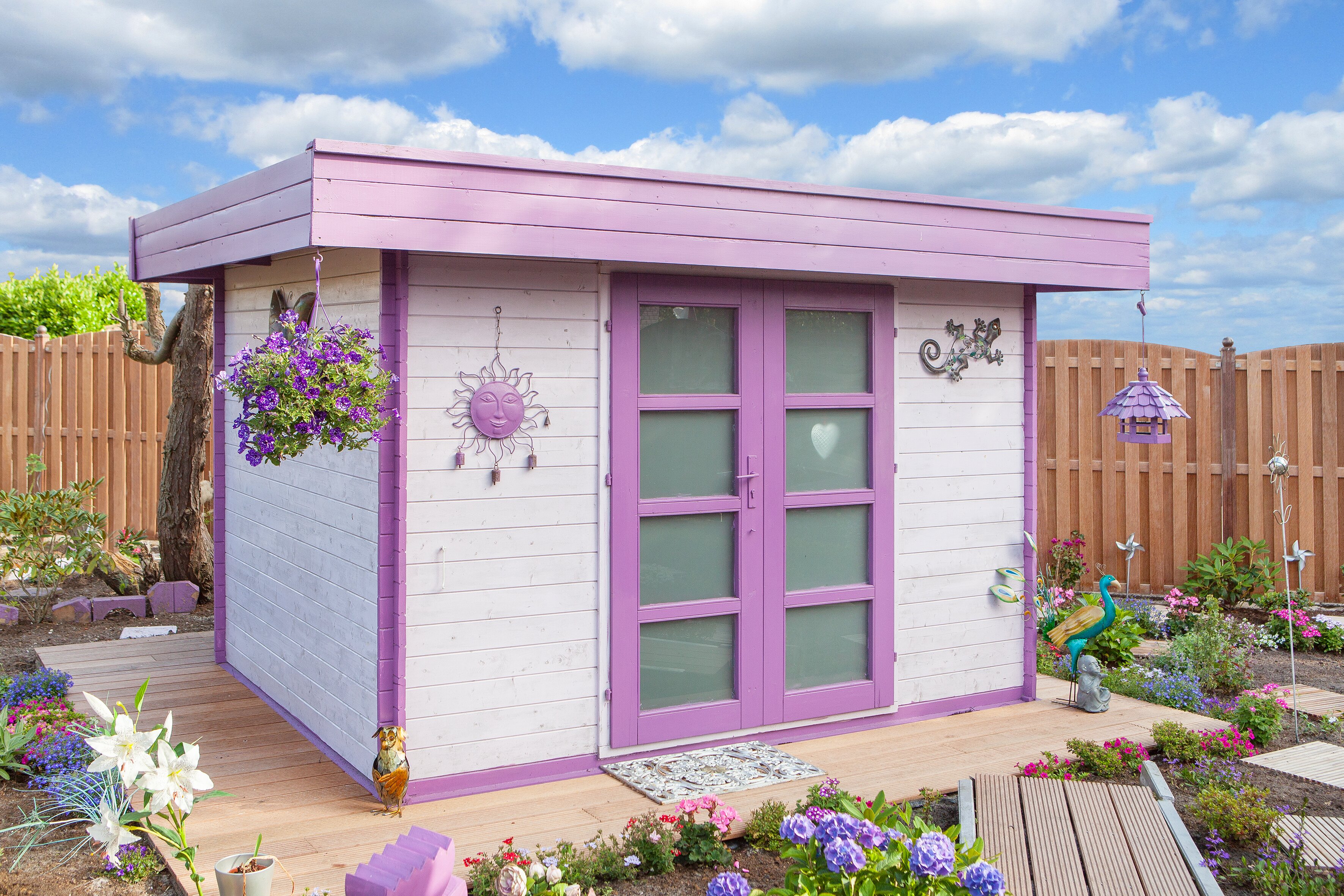 Blokhut - Tuinhuis Hypermodern | 28 mm | vuren honinggeel geïmpregneerd Blokhut - Tuinhuis Hypermodern | 28 mm | vuren honinggeel geïmpregneerd