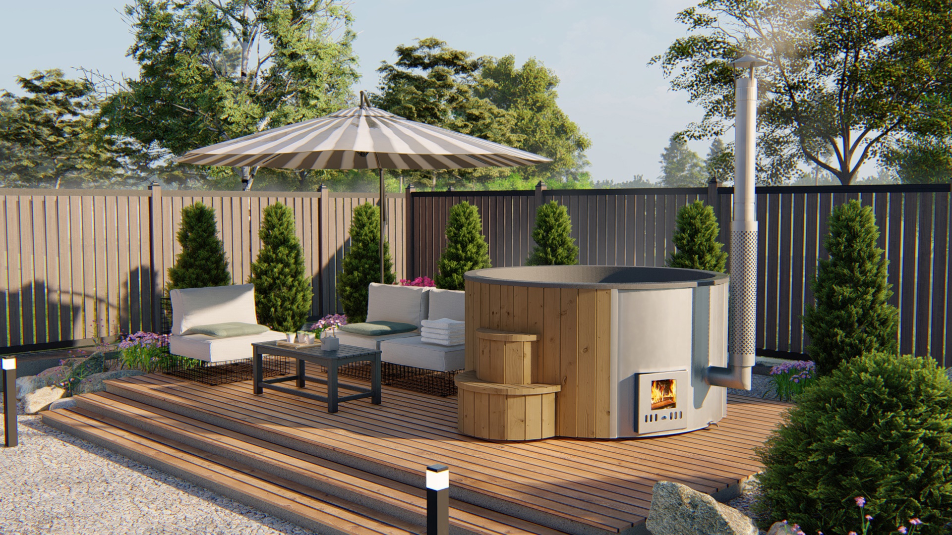 Product image high resolution (main image) Hot Tub Deluxe, Thermowood, Ø200 x 95 cm