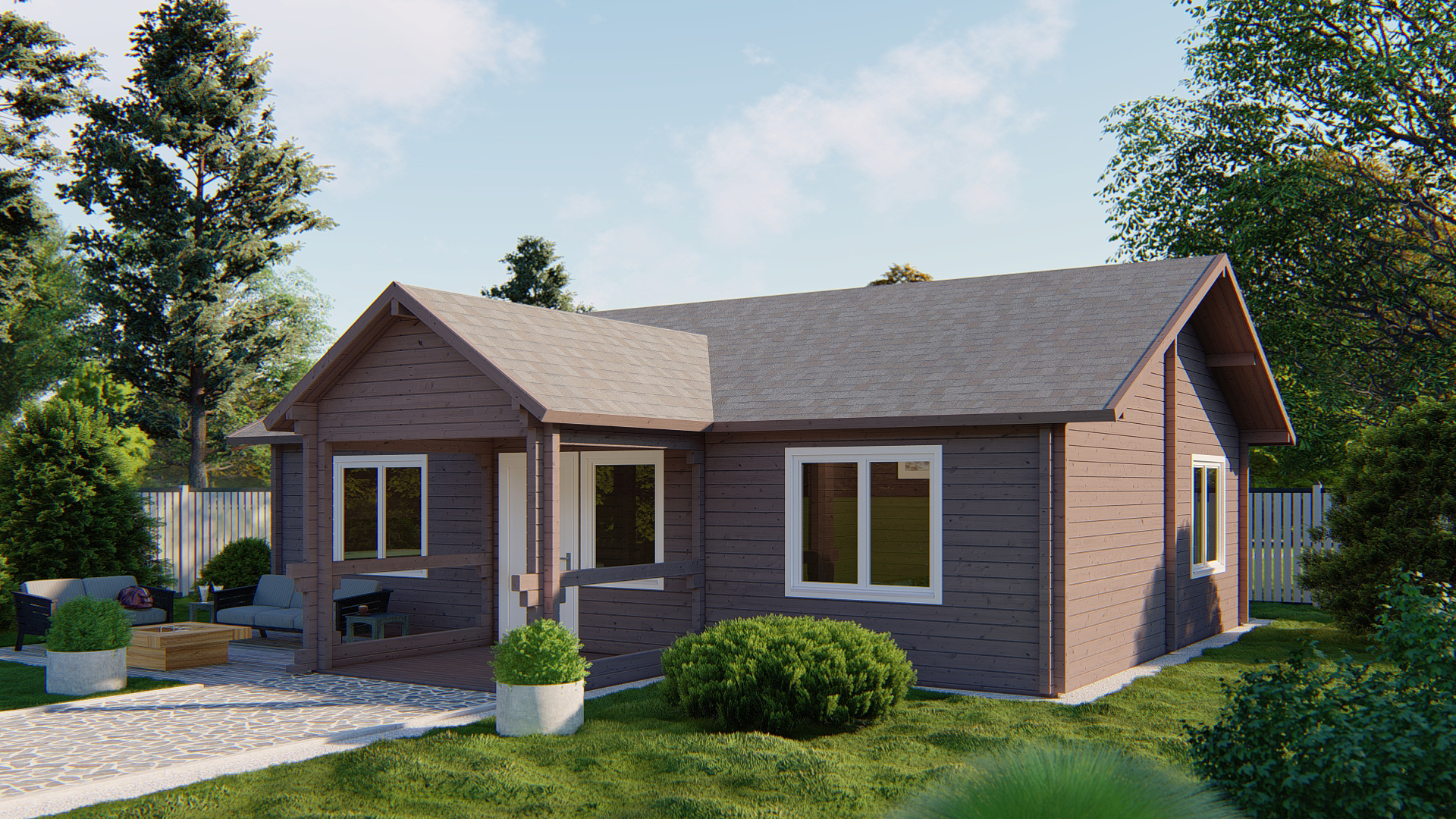 Blokhut - Tuinhuis Finn | 92 mm | vuren grijs geïmpregneerd Blokhut - Tuinhuis Finn | 92 mm | vuren grijs geïmpregneerd