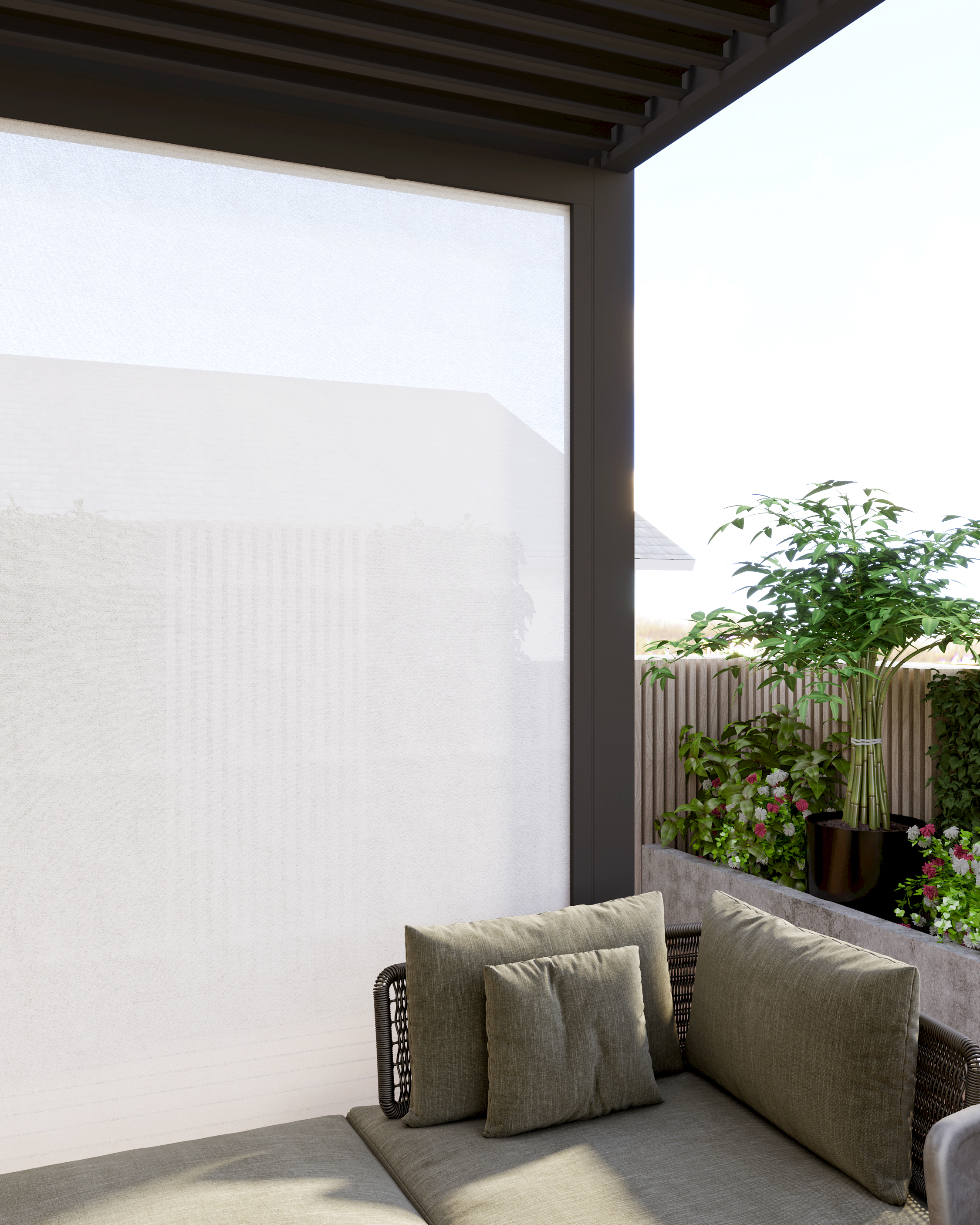 Aluminium-Vordach Windschutz 265 cm Weiß