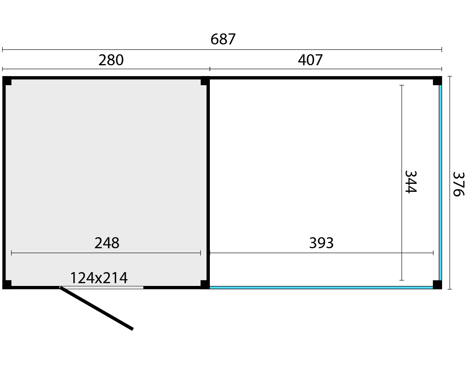 KubeLine + luifel 380 x 687 cm, onbehandeld — 4