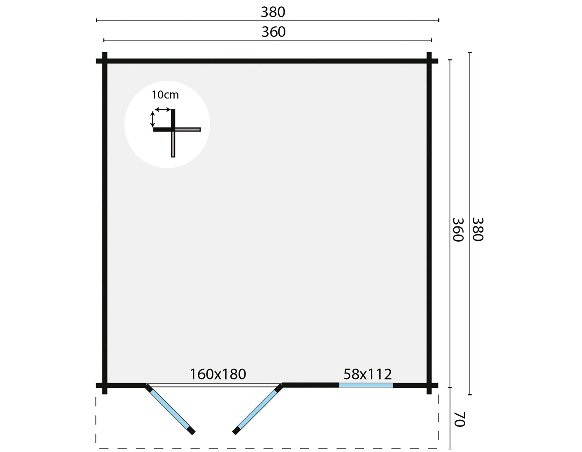 Blokhut - Tuinhuis Ulrik | 44 mm | vuren honinggeel geïmpregneerd Blokhut - Tuinhuis Ulrik | 44 mm | vuren honinggeel geïmpregneerd
