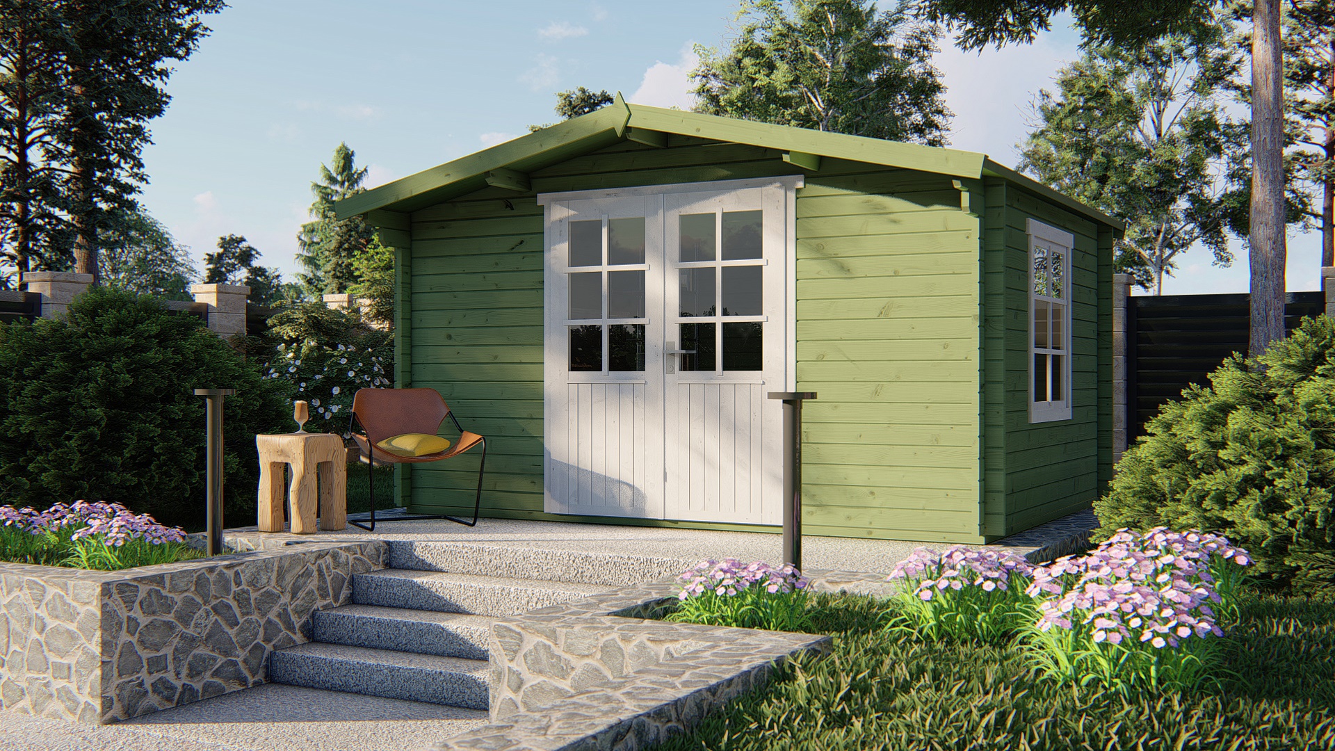 Blokhut - Tuinhuis Dyre | 40 mm | vuren Red Class Wood geïmpregneerd