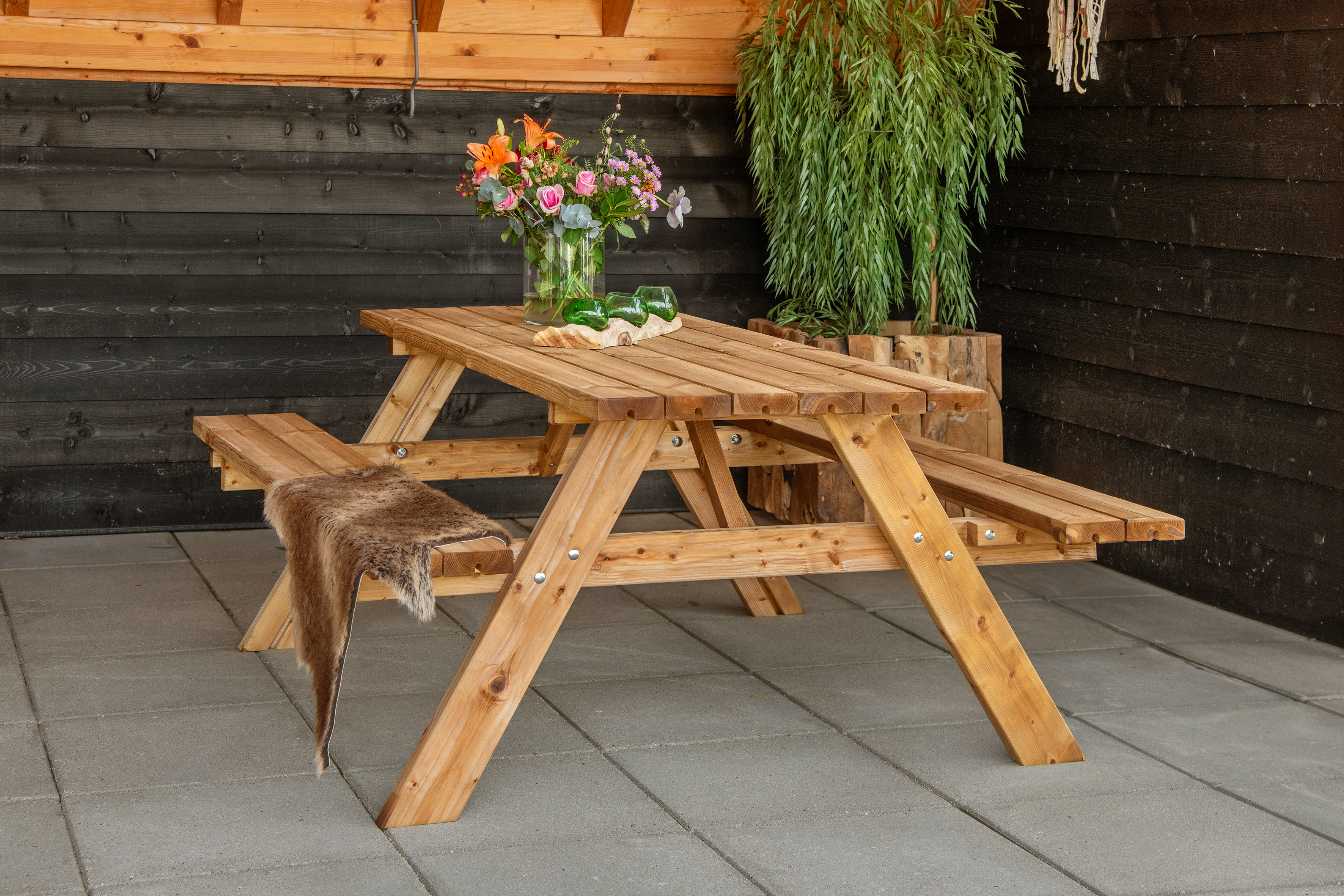 Picnic table basic | spruce | brown impregnated | 180cm